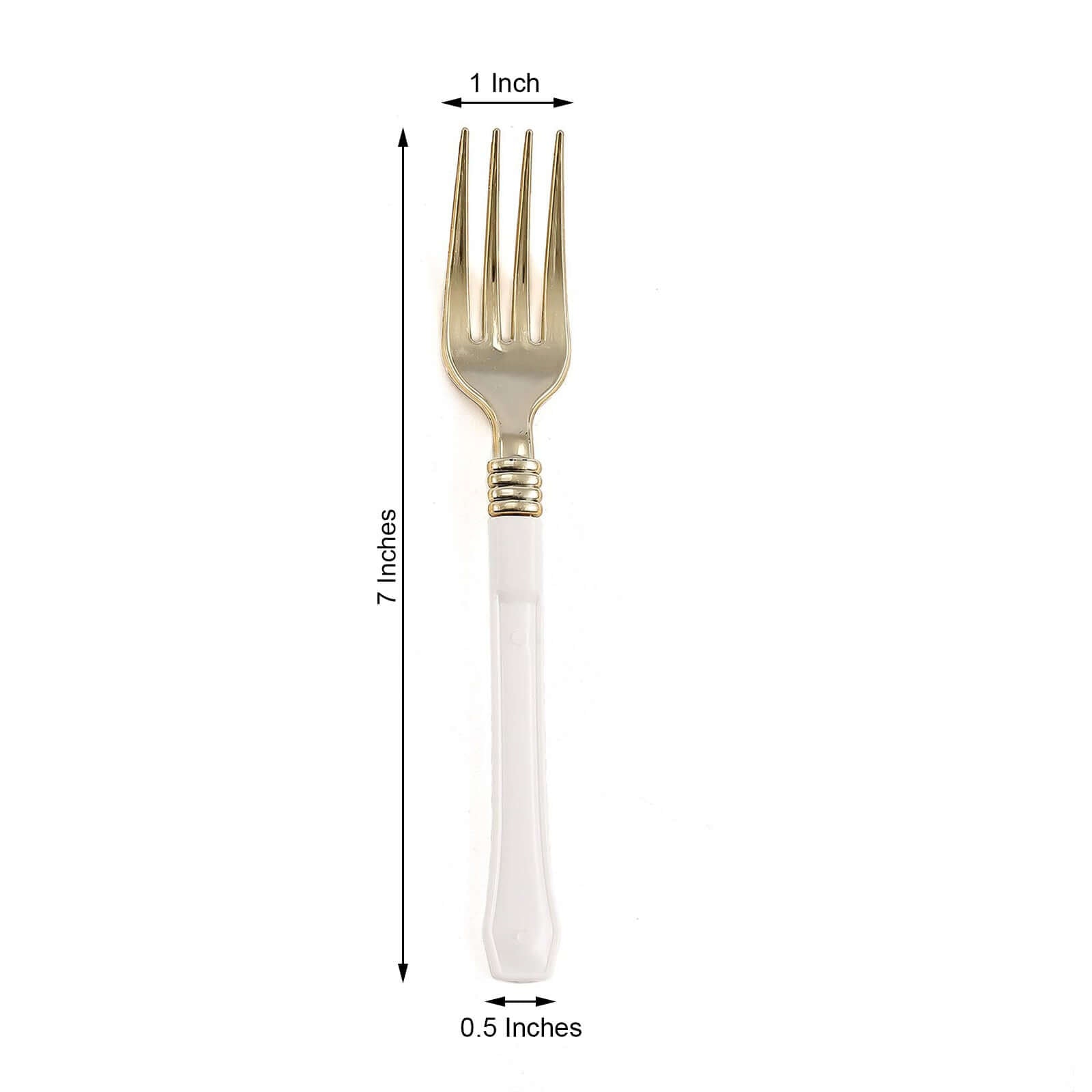 24-Pack Plastic Forks Gold with White Handles - Durable Food Safe Disposable Silverware for Lunch Buffets & Catering Services 7