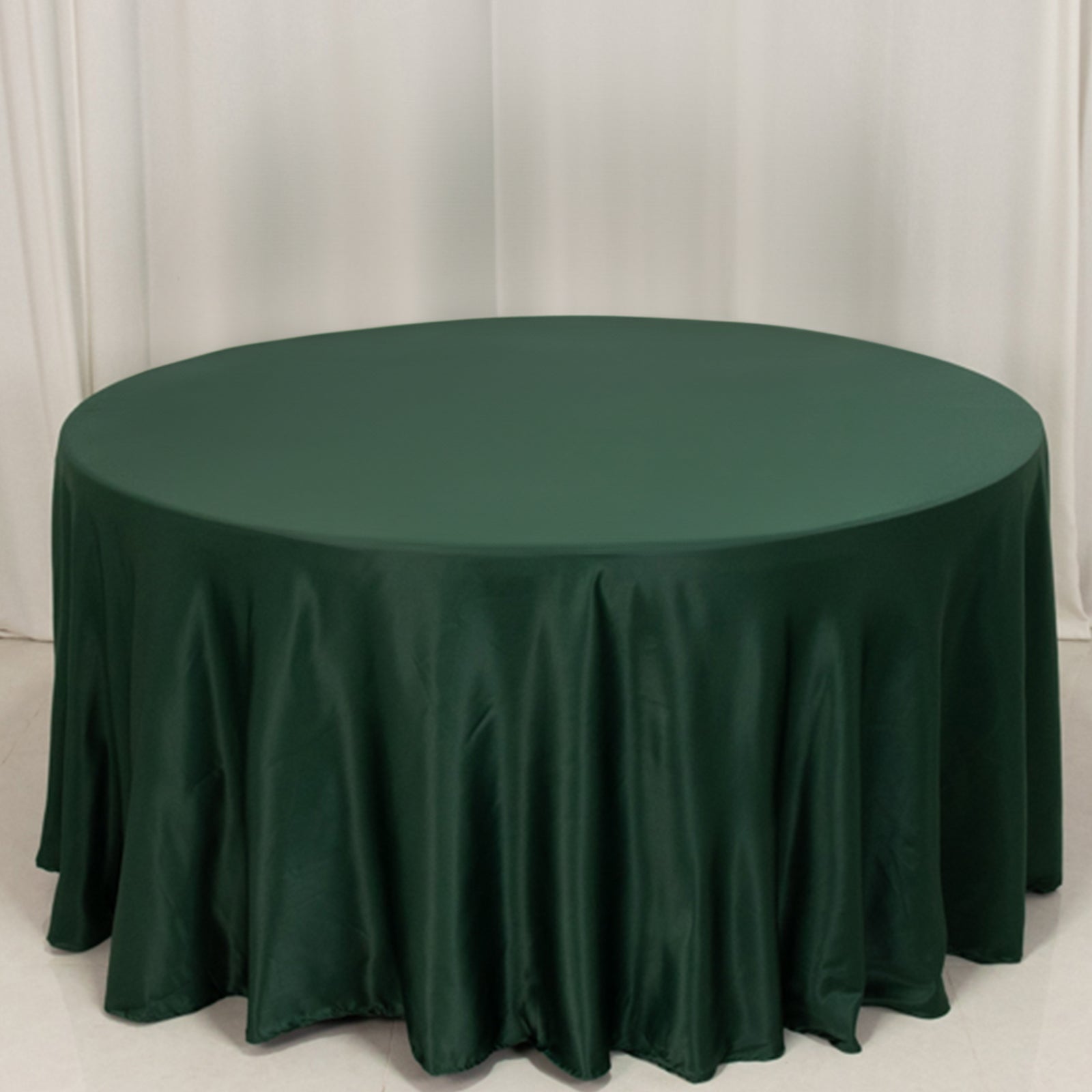 Lamour Satin 120 Round Tablecloth Hunter Emerald - Seamless Table Cover with Soft Tempered Sheen