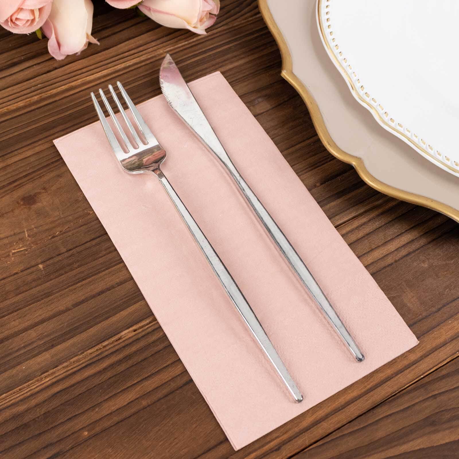 50-Pack Paper Napkins Soft Dusty Rose - Disposable 2-Ply Cocktail and Beverage Napkins for Weddings