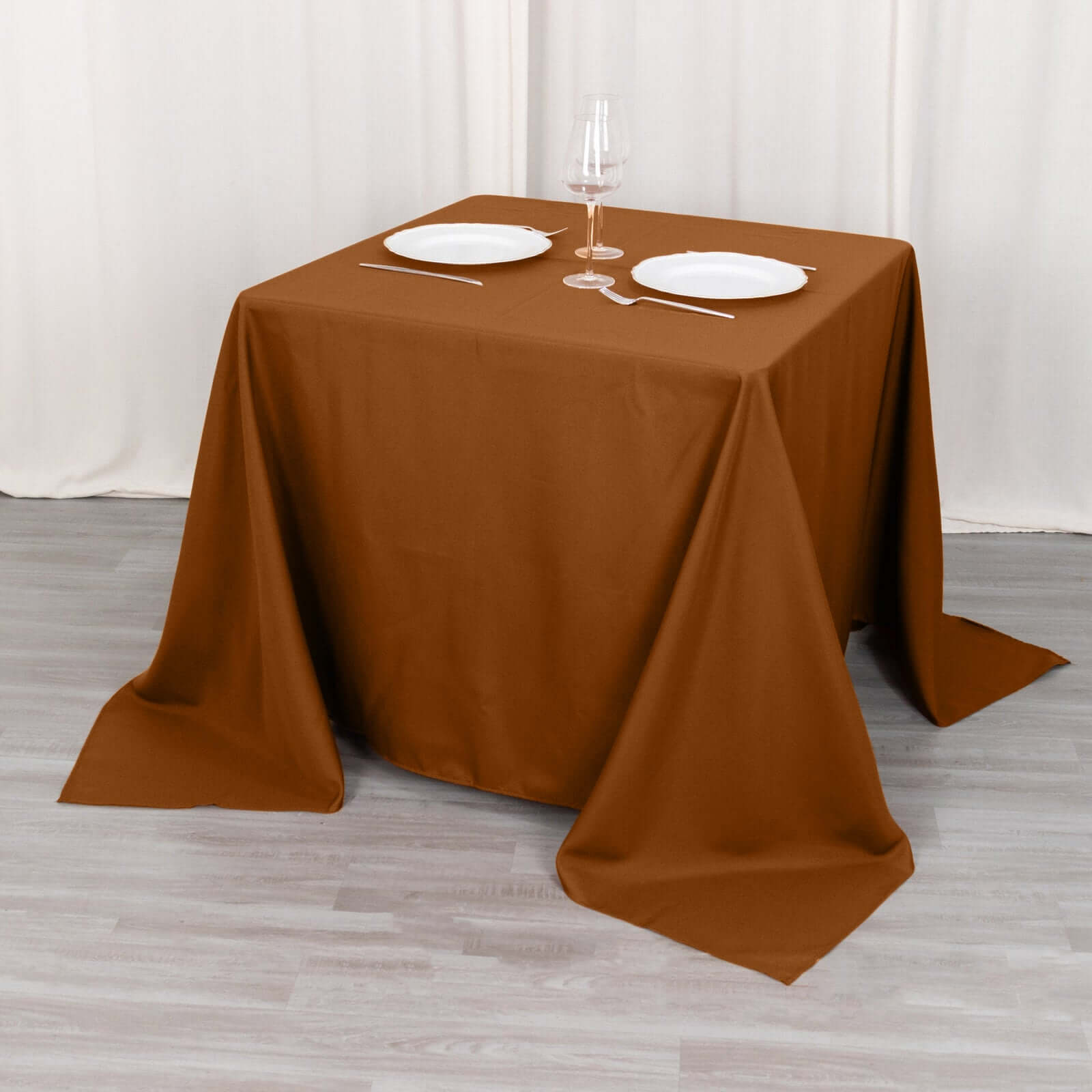 Polyester Square 90x90 Tablecloth Cinnamon Brown - Wrinkle-Resistant & Durable Table Cover