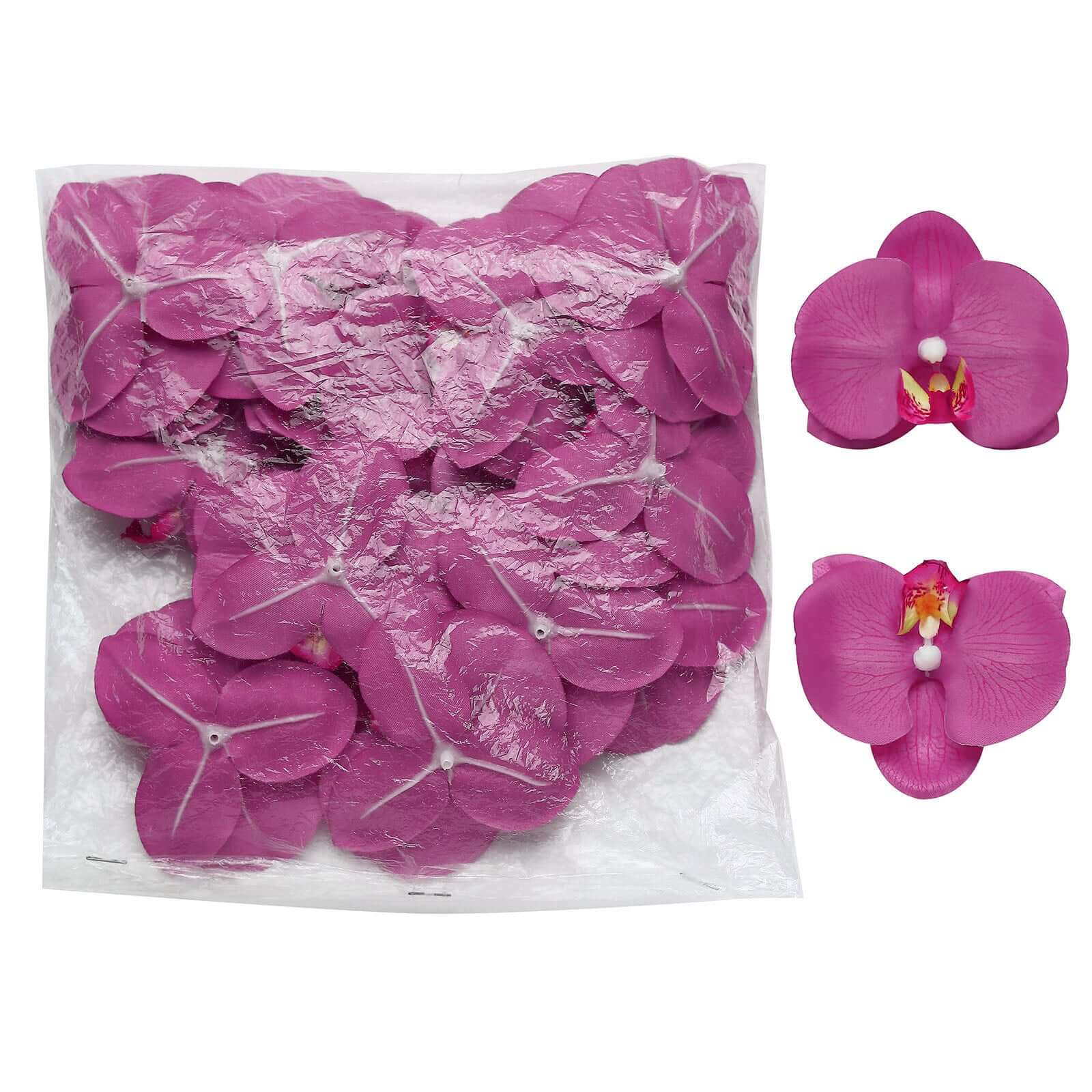 20 Silk Artificial Orchids Flower Heads Fuchsia - Versatile Floral Accents for DIY Floral Arrangements Corsages & Event Decor 4