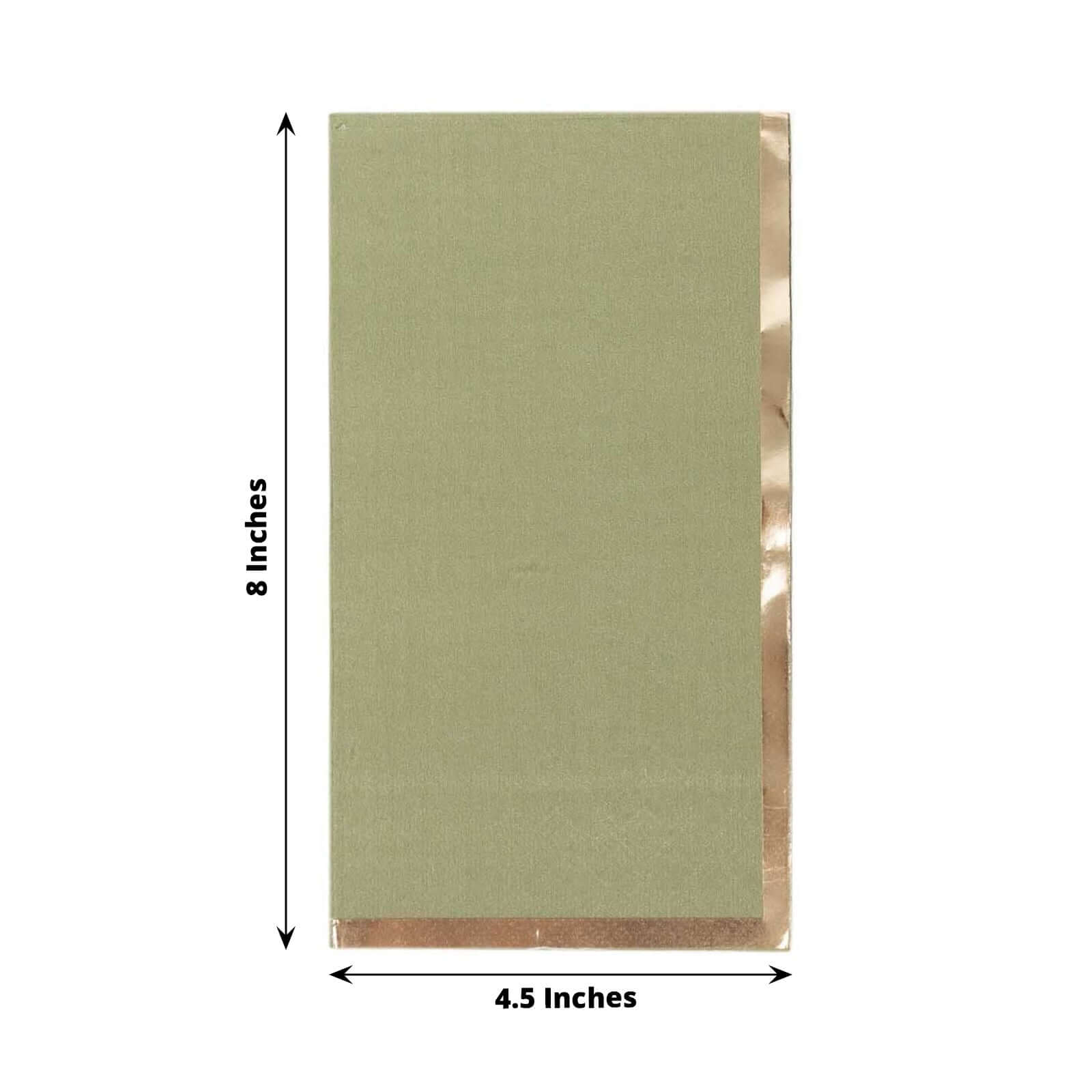 50-Pack Paper Dinner Napkins Olive Green with Gold Foil Edge 2 Ply - Stylish Disposable Napkins