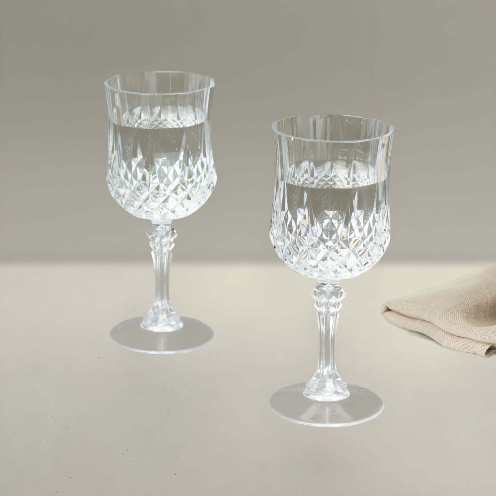 6-Pack Plastic Cocktail Goblets Clear Crystal Cut - Shatterproof Drinkware 8oz