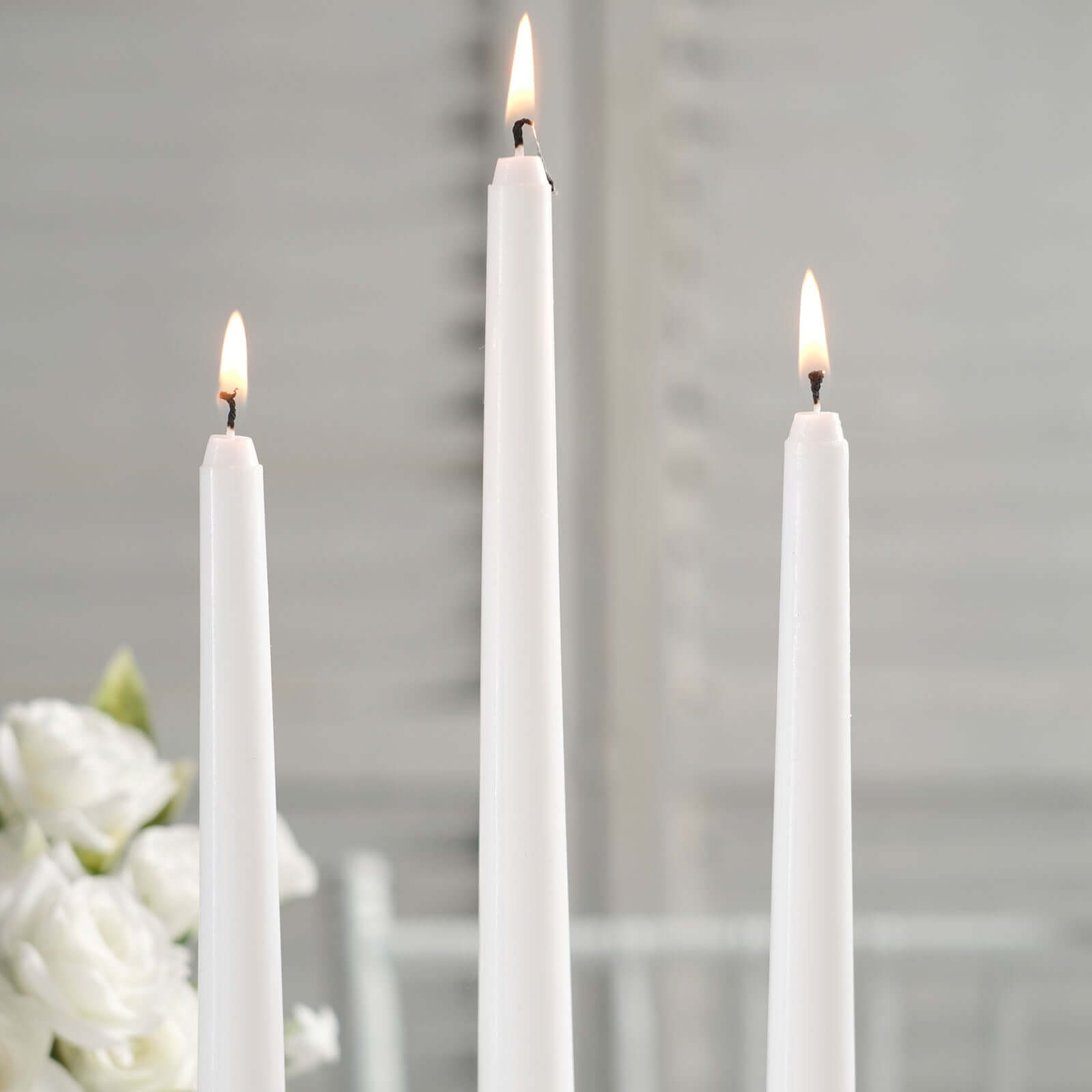 12-Pack Taper Candles Premium Wax Design White - Unscented Candles for Upscale Settings 10