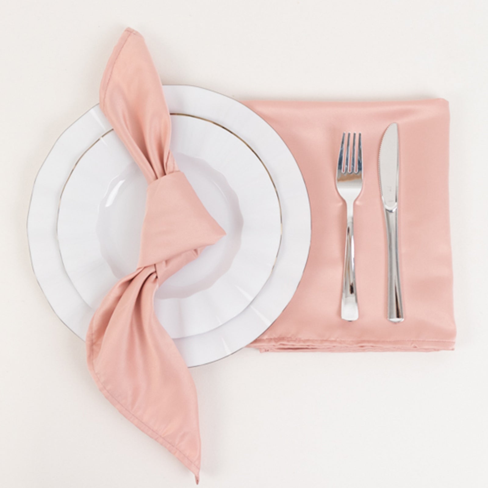 5 Pack Lamour Satin 20x20 Napkins Dusty Rose - Soft Matte Finish Dinner Napkins