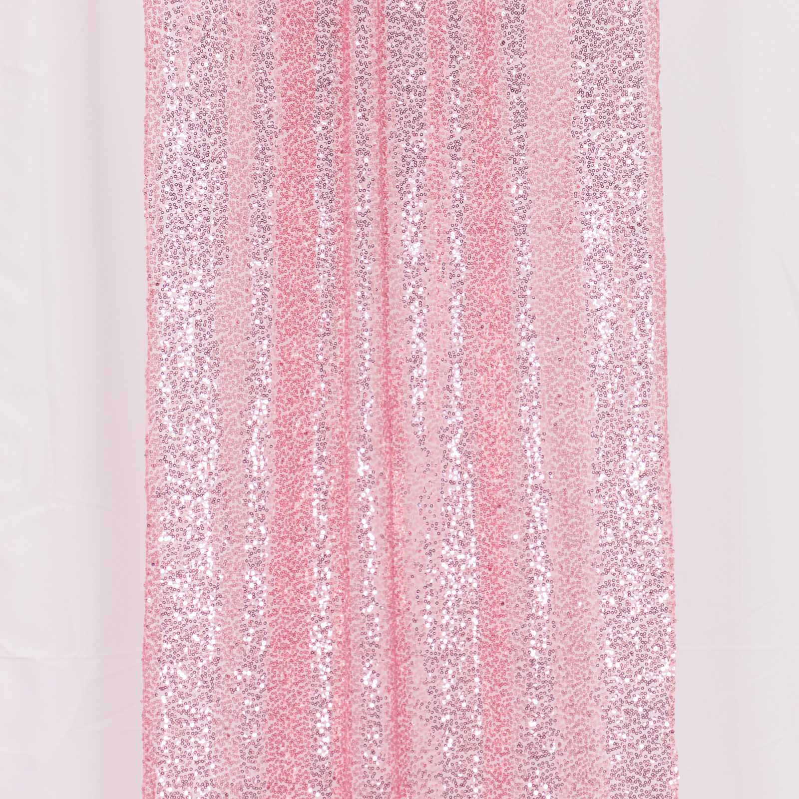 2 Pack Pink Sequin Event Curtain Drapes with Rod Pockets, Seamless Backdrop Event Panels - 8ftx2ft