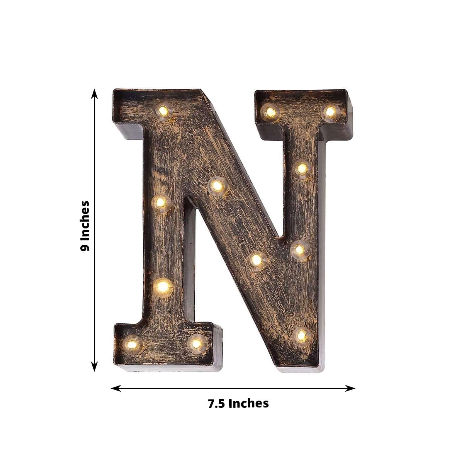 LED Marquee Letter N Industrial Style Antique Black - Light-Up Alphabet Sign for Weddings & Displays 9