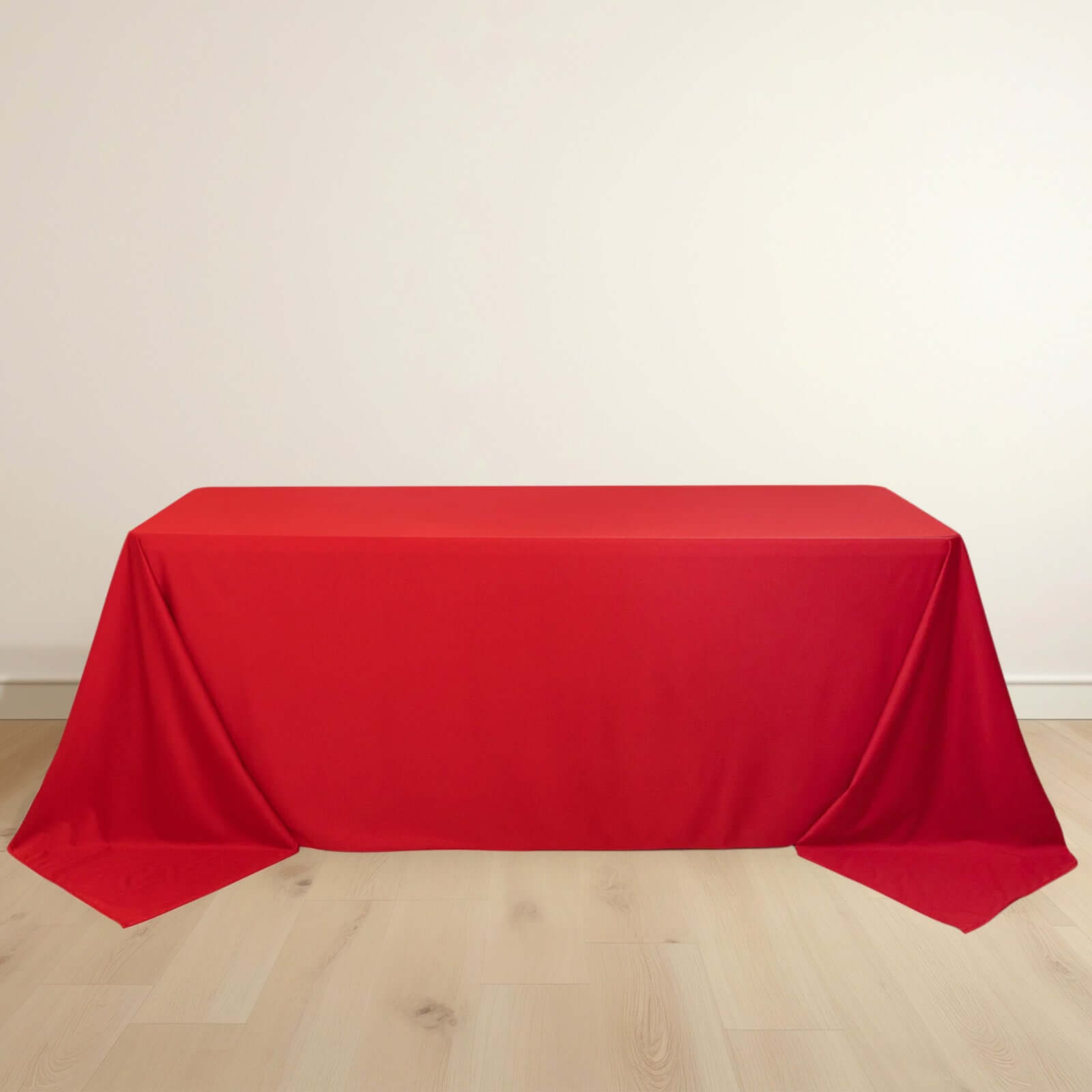 Premium Scuba Rectangular 90x132 Tablecloth Red - Wrinkle Free, Stain Resistant & Seamless Table Cover