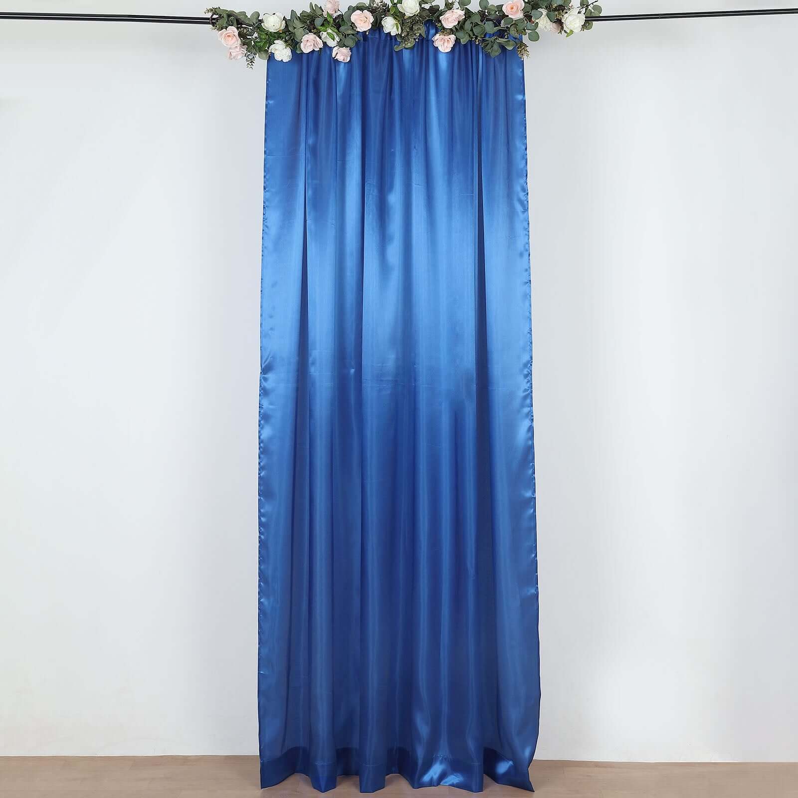 8ftx10ft Royal Blue Satin Event Curtain Drapes, Backdrop Event Panel