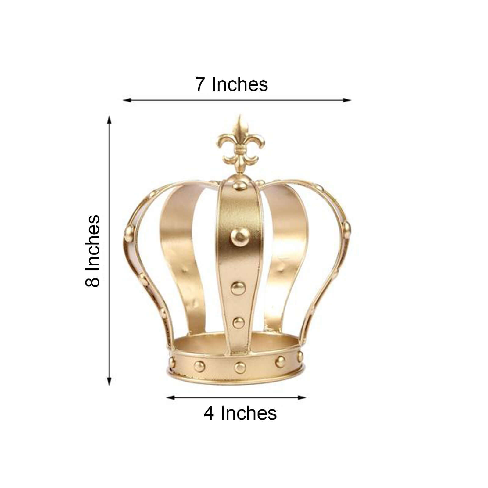 Metal Royal Crown Cake Topper 8 Gold Fleur-De-Lis Top - Refined Cake Centerpiece Decoration for Upscale & Royal-Themed Events