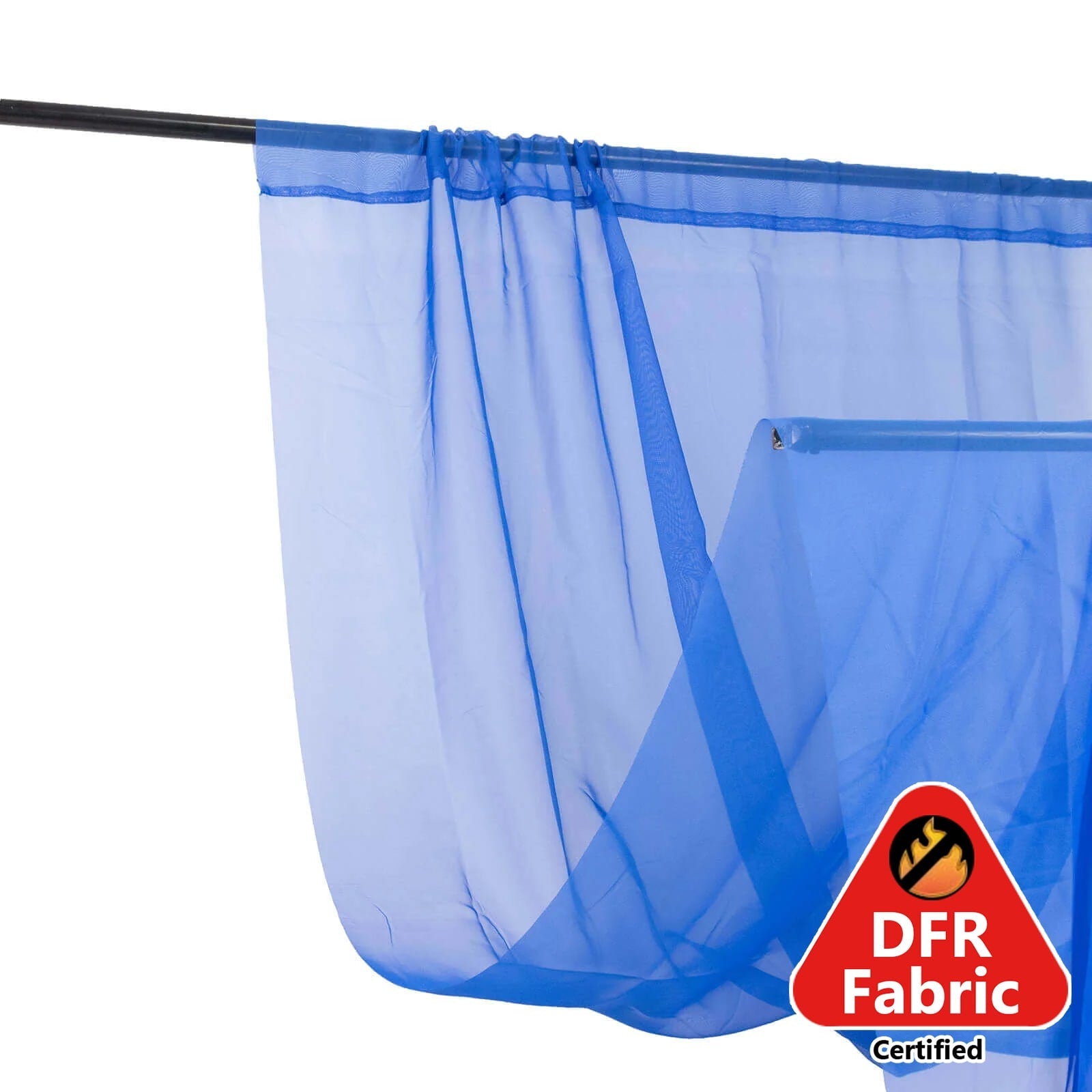 5ftx32ft Premium Royal Blue Chiffon Curtain Panel, Durable Flame Resistant Backdrop Ceiling Drapery With Rod Pocket