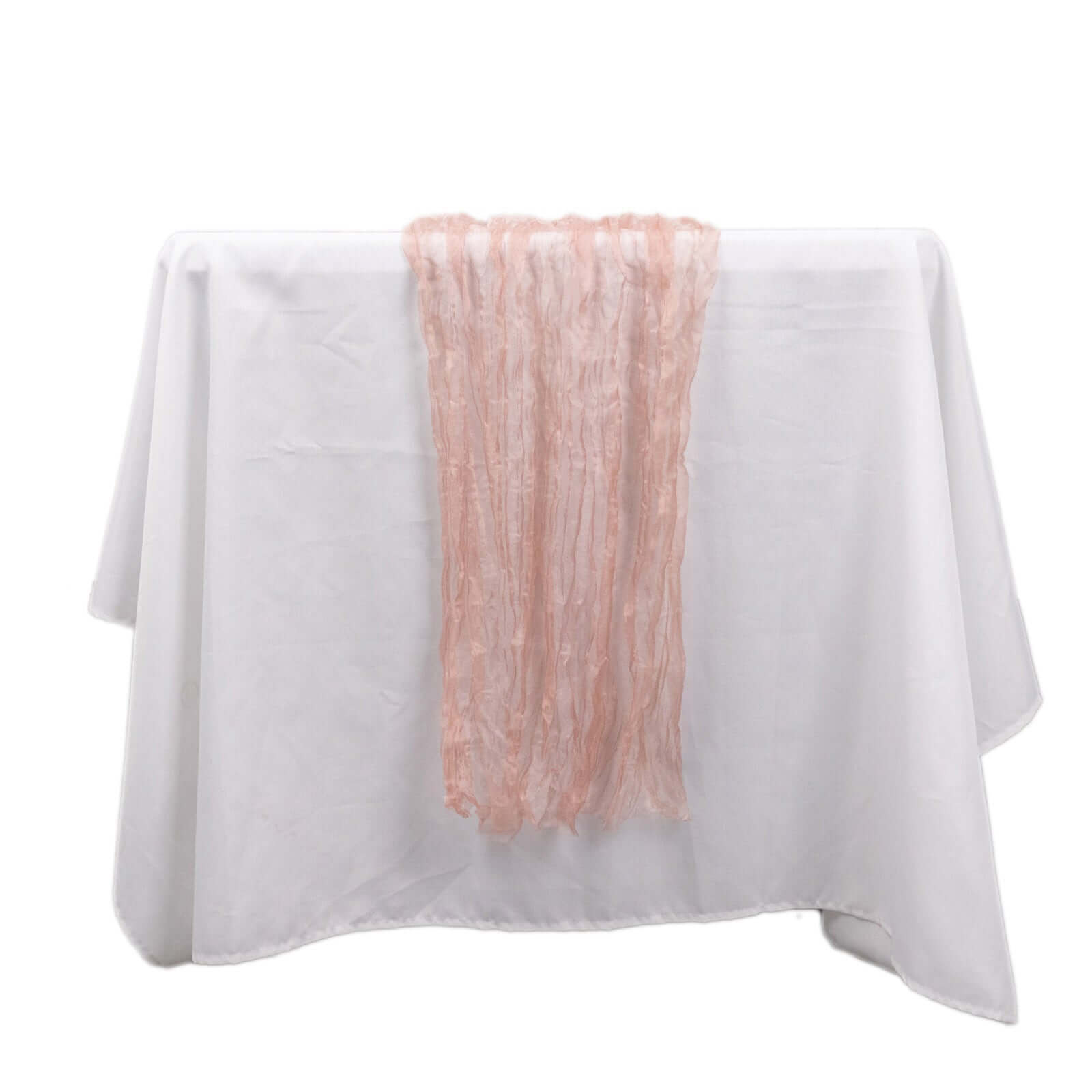 Sheer Crinkled Organza 9ft Table Runner Dusty Rose - Rustic Chiffon Look