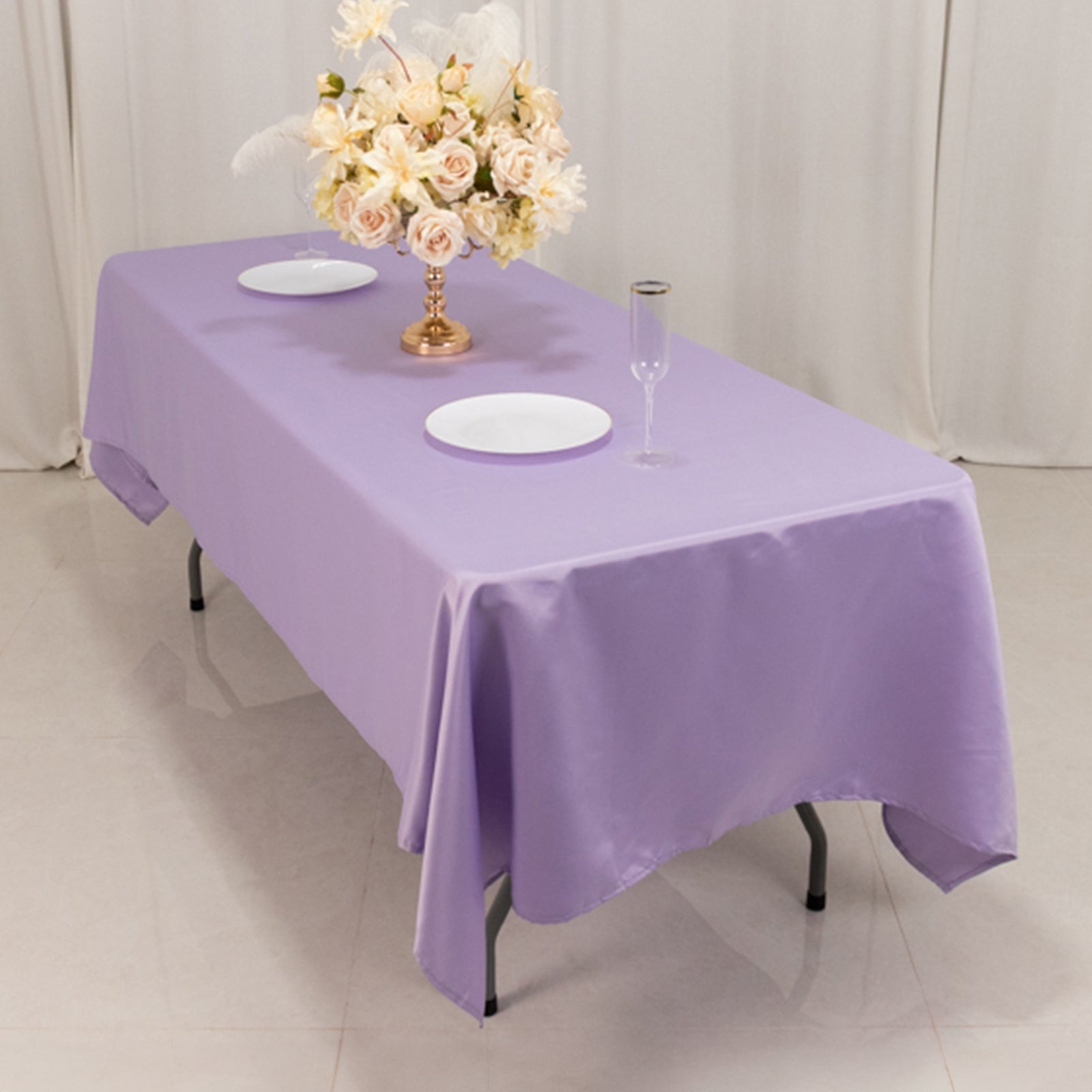 Lamour Satin 60x102 Rectangle Tablecloth Lavender Lilac - Durable & Silky Soft Feel Table Cover