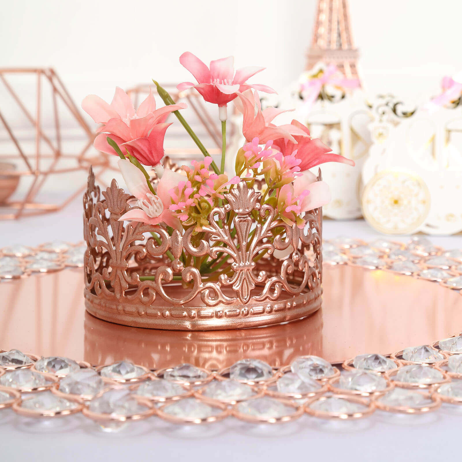 Metal Princess Crown Cake Topper Rose Gold - Exquisite Cake Centerpiece Decor for Quinceaeras Bridal Showers & Fairytale-Themed Events 2