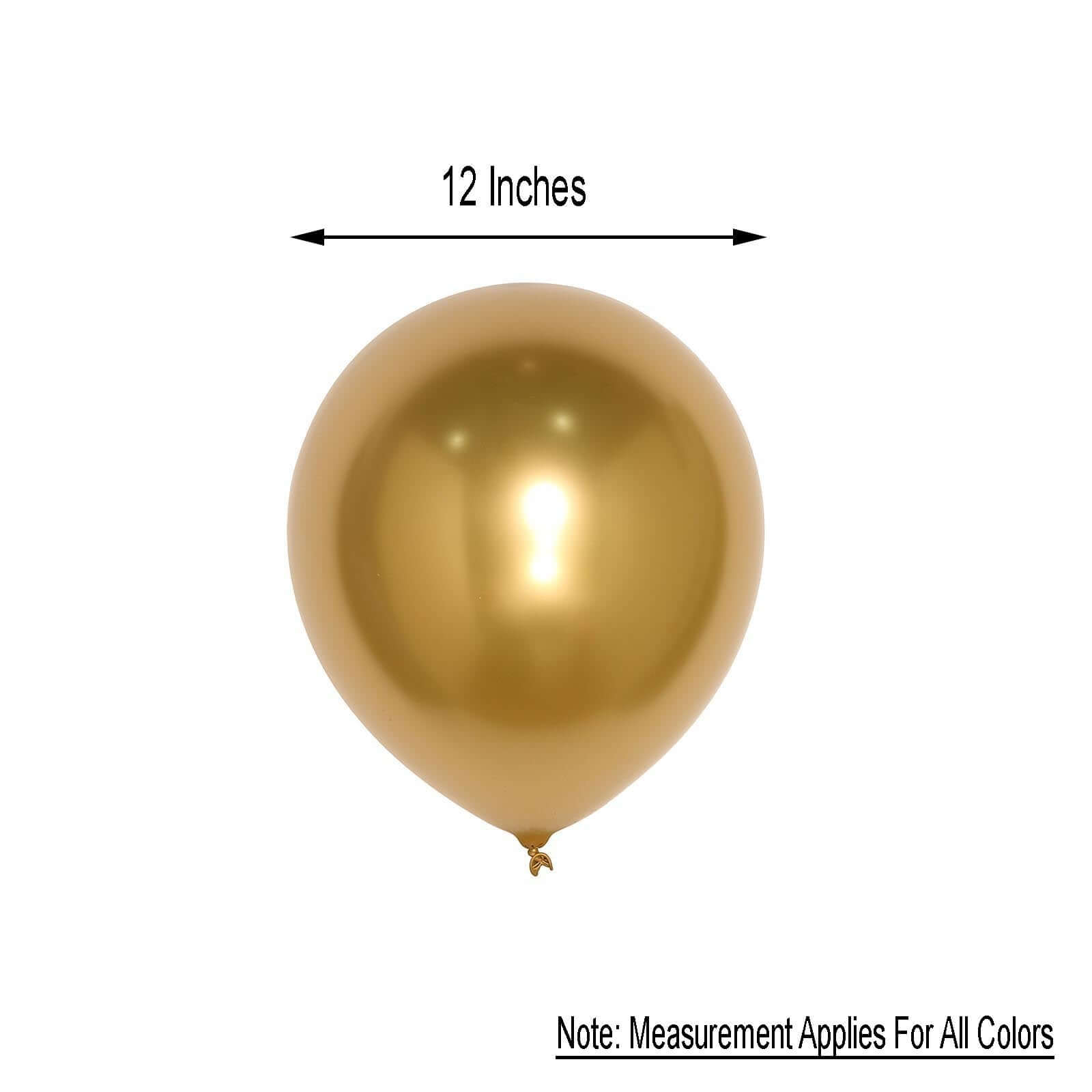 25 Pack 12 Metallic Chrome Gold Latex Helium or Air Party Balloons