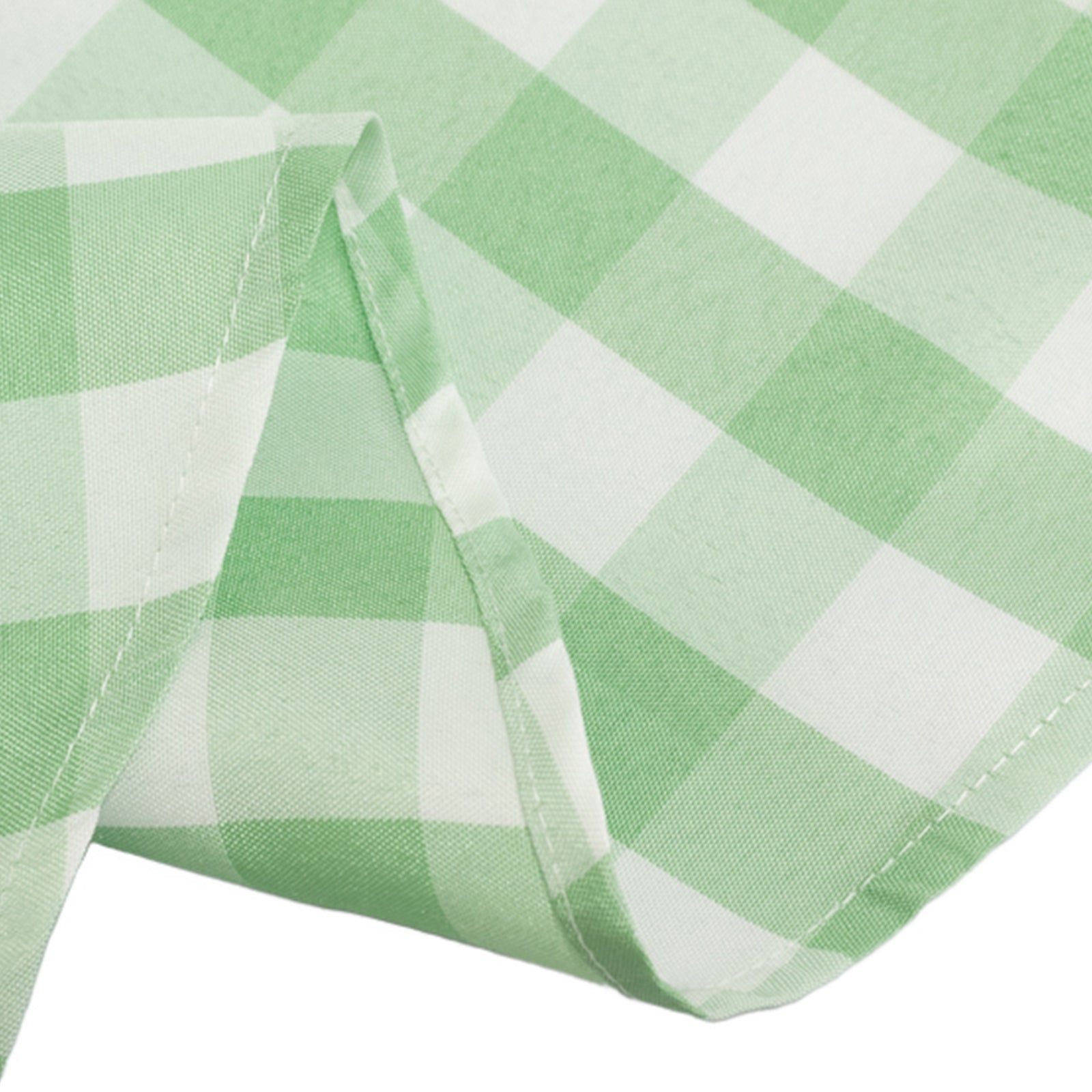 Polyester 108 Round Tablecloth White/Sage Green - Checkered Buffalo Plaid Table Cover