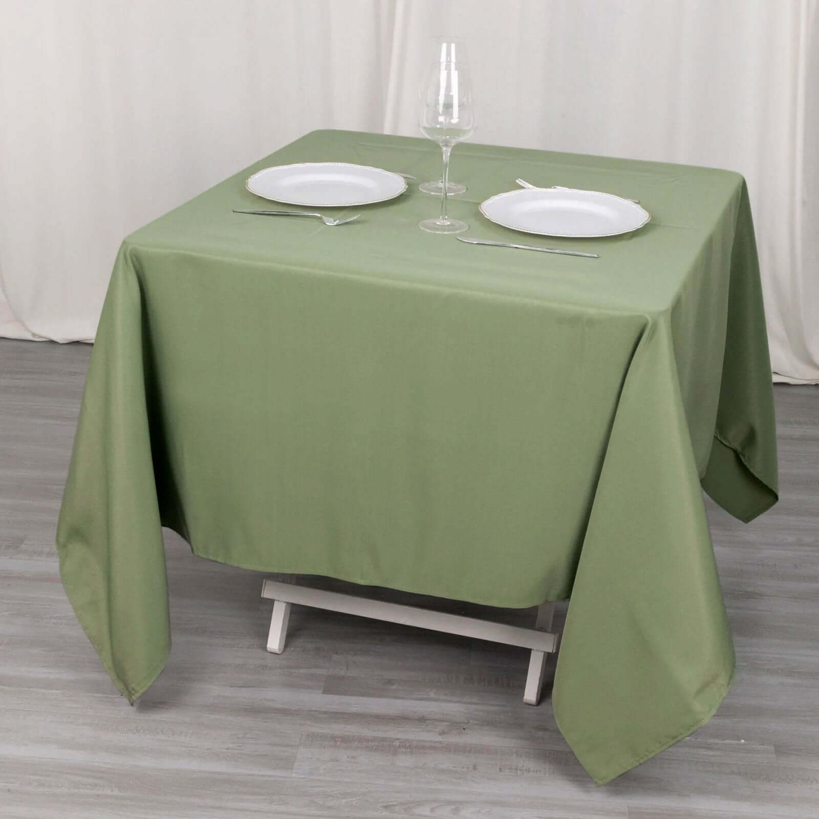 Premium Polyester Square Tablecloth 70x70 Dusty Sage Green - 220GSM Wrinkle-Resistant Table Cover