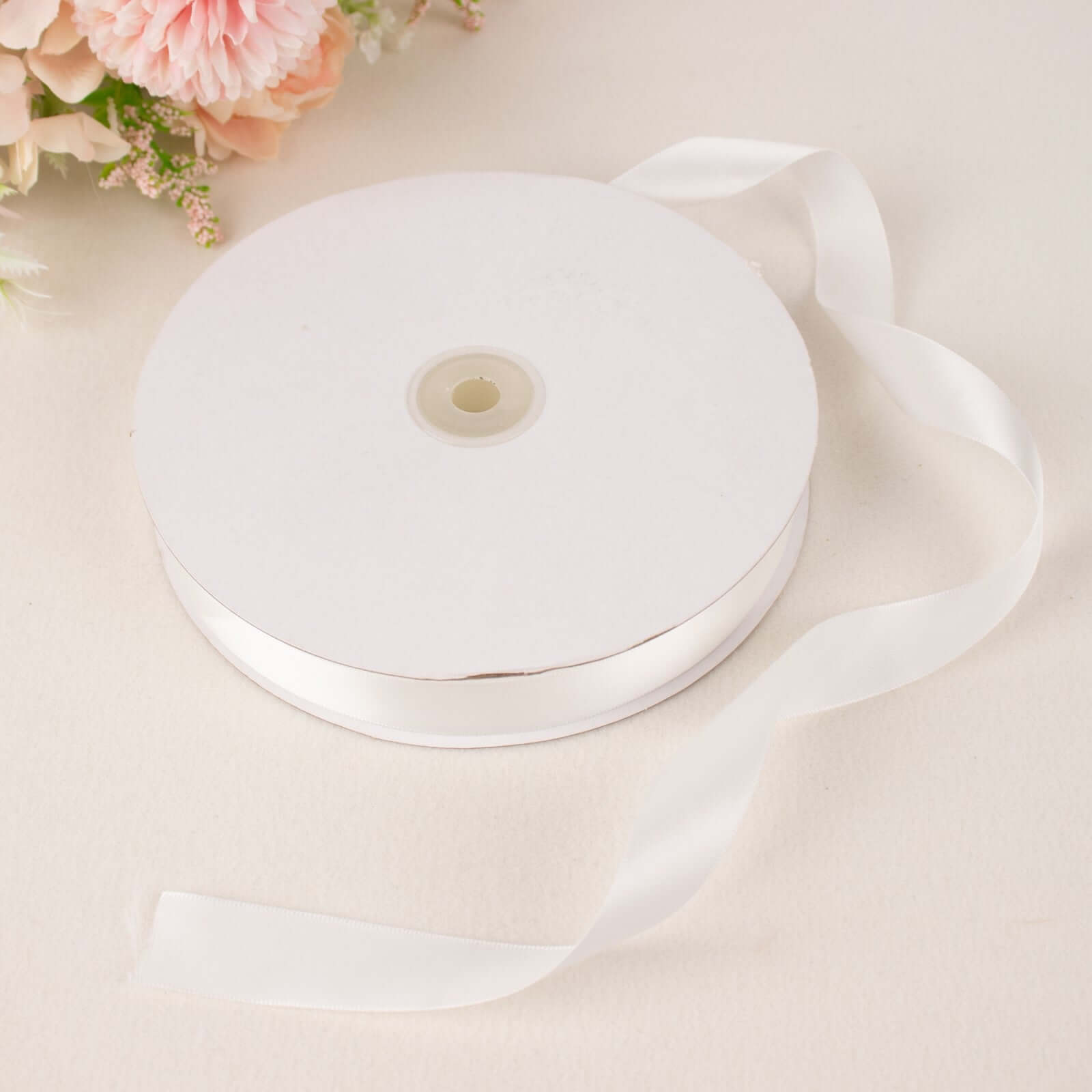 100 Yards 7 8 White Single Face Decorative Satin Ribbon