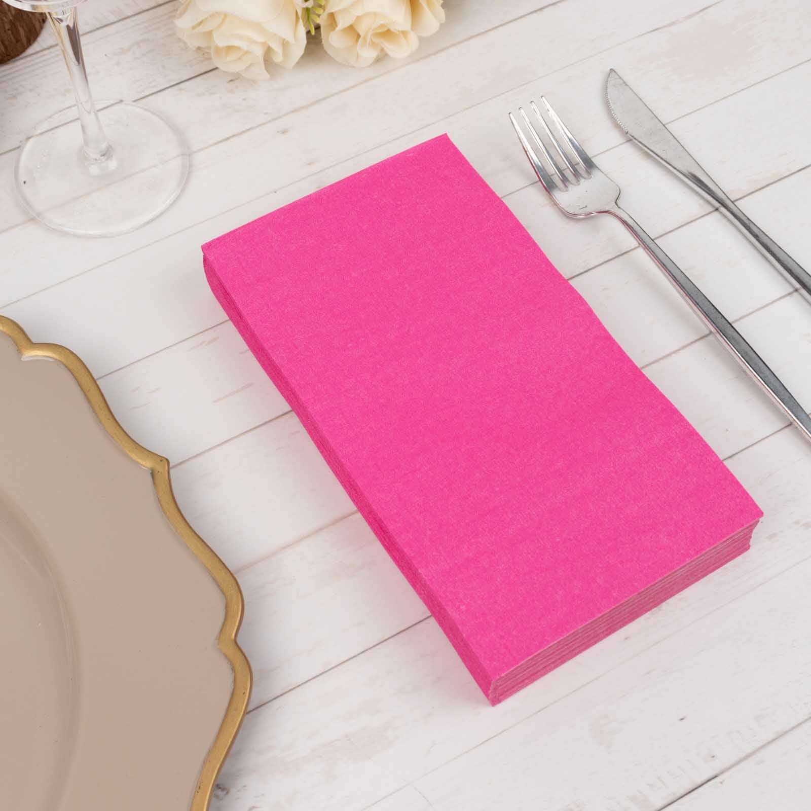 50-Pack Paper Napkins Soft Fuchsia - Disposable 2-Ply Cocktail and Beverage Napkins for Weddings