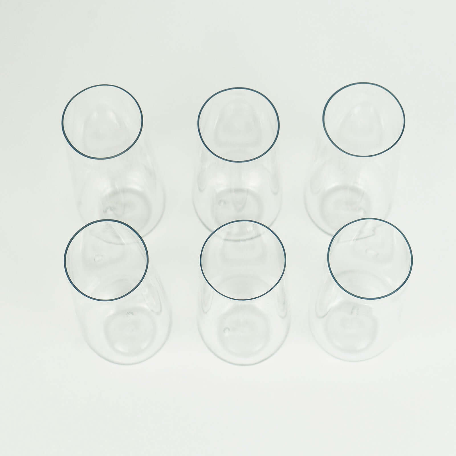 6-Pack Plastic Stemless Glasses Clear Champagne Flute Design - Reusable for Champagne 9oz