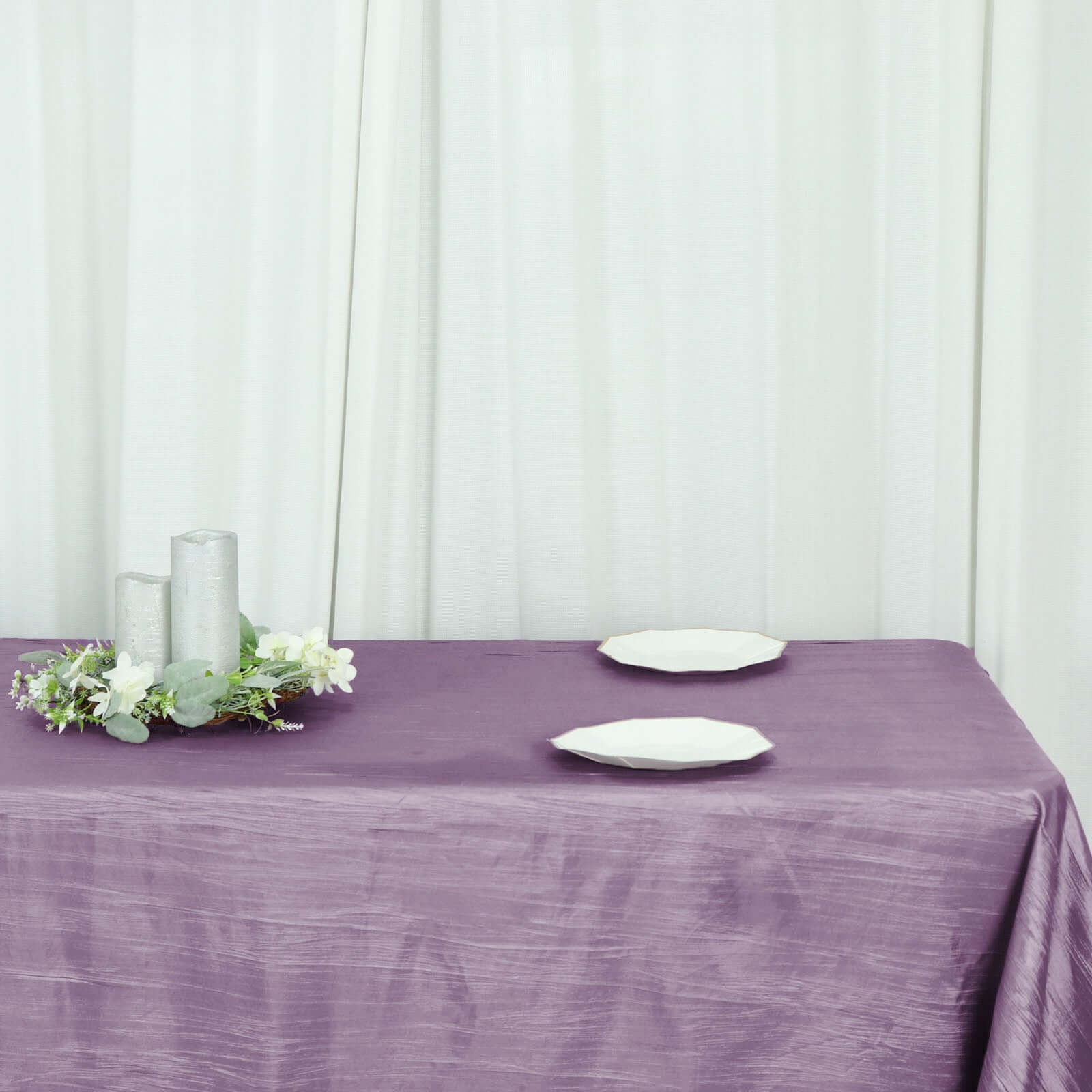 Taffeta 90x156 Rectangle Tablecloth Violet Amethyst - Accordion Crinkle Seamless Table Cover