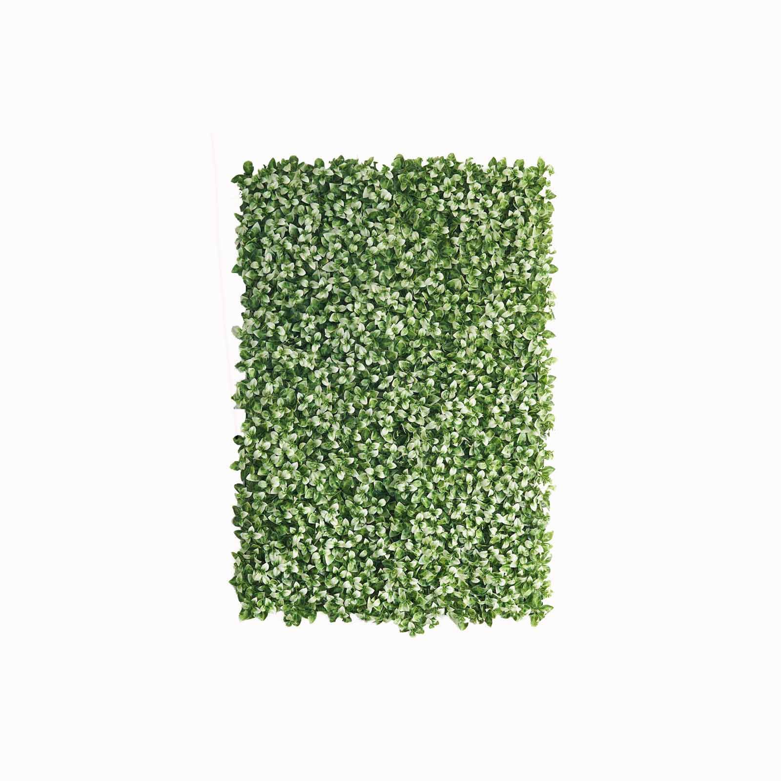 11 Sq ft. White Tip Green Boxwood Hedge Garden Wall Backdrop Mat - 4 Artificial Panels