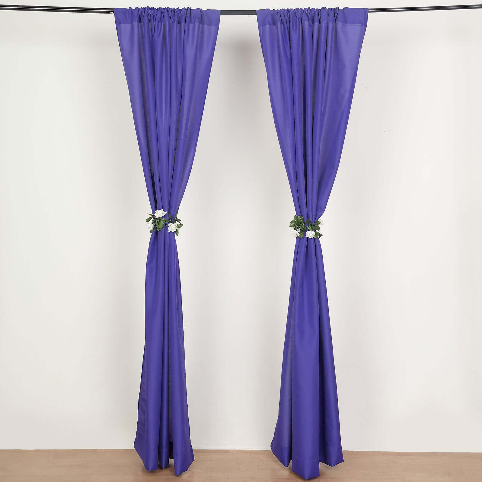 2 Pack Purple Polyester Event Curtain Drapes, 10ftx8ft Backdrop Event Panels With Rod Pockets 130 GSM