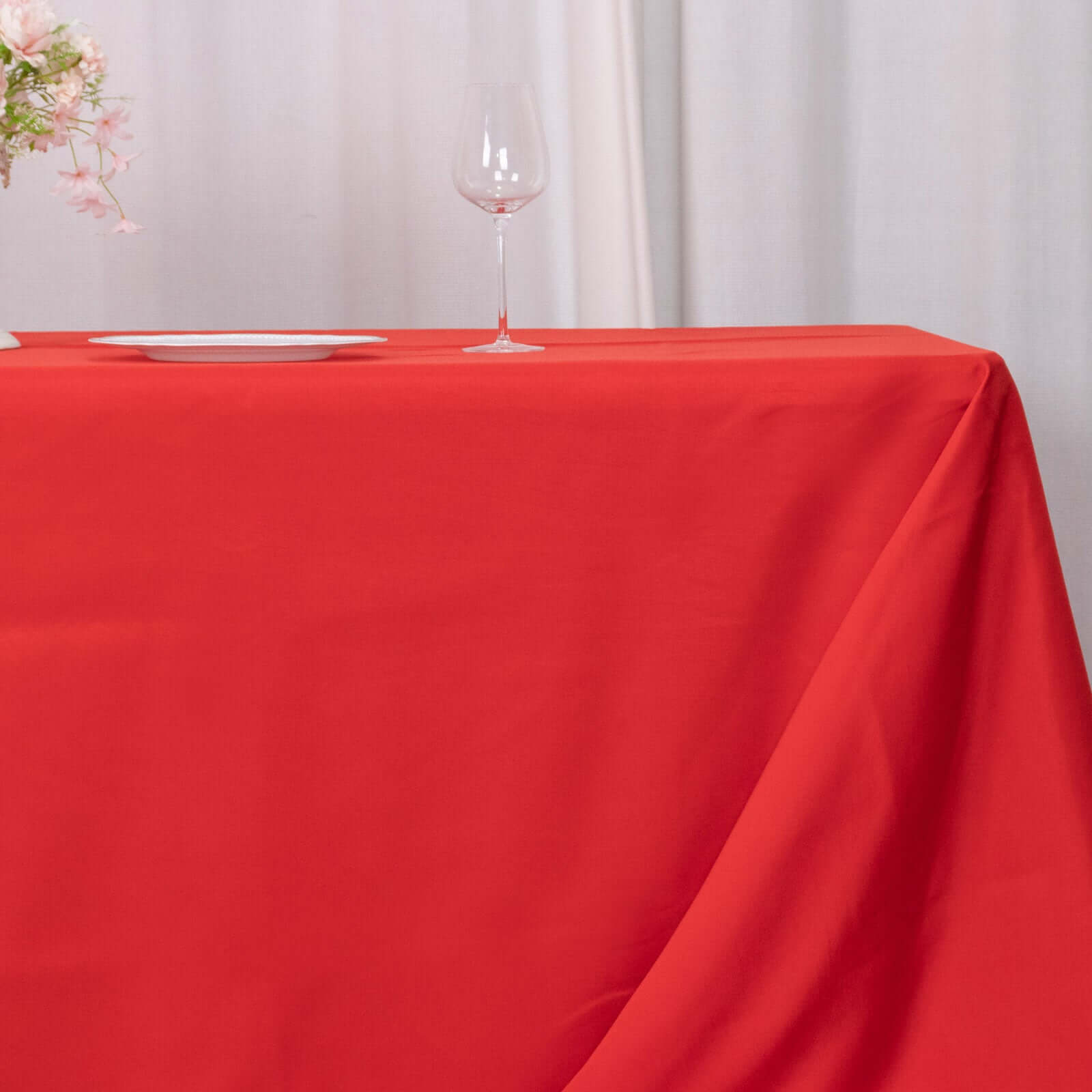 Premium Polyester 90x156 Rectangle Tablecloth Red - Seamless 220GSM Stain-Resistant Table Cover