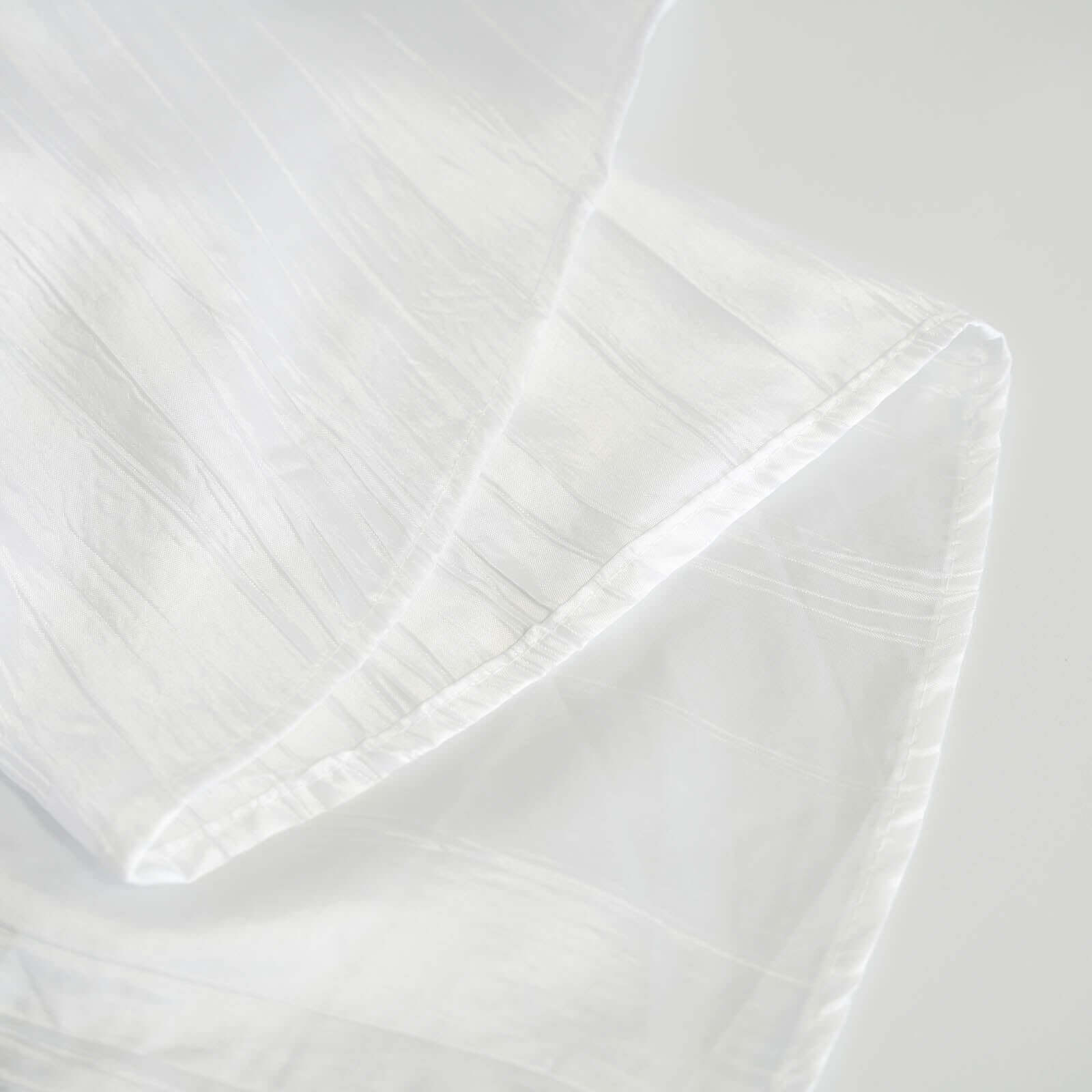 Taffeta 120 Round Tablecloth White - Seamless Accordion Crinkle Design for Stylish Occasions