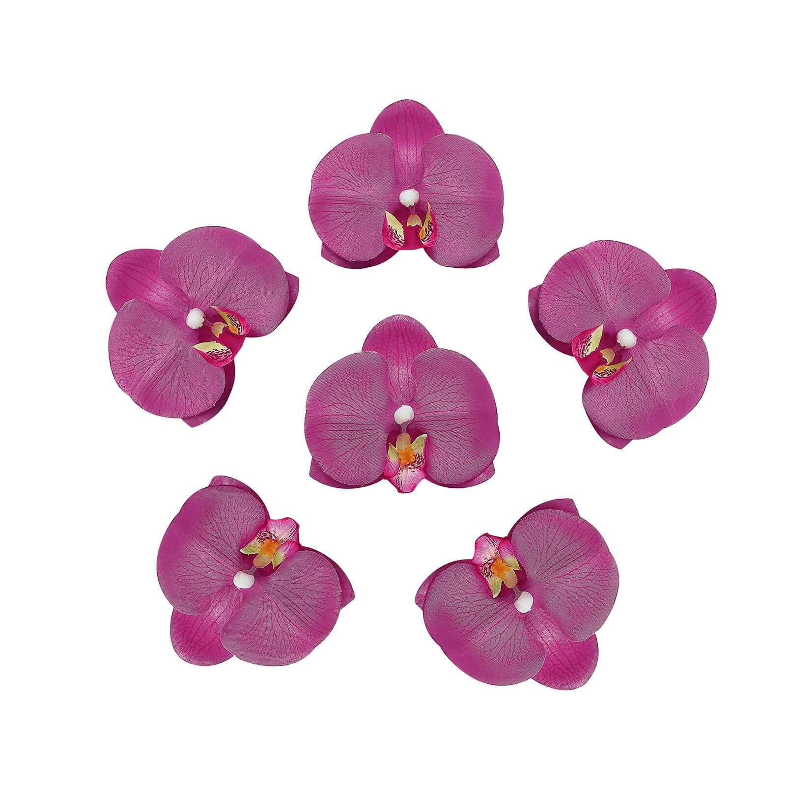 20 Silk Artificial Orchids Flower Heads Fuchsia - Versatile Floral Accents for DIY Floral Arrangements Corsages & Event Decor 4