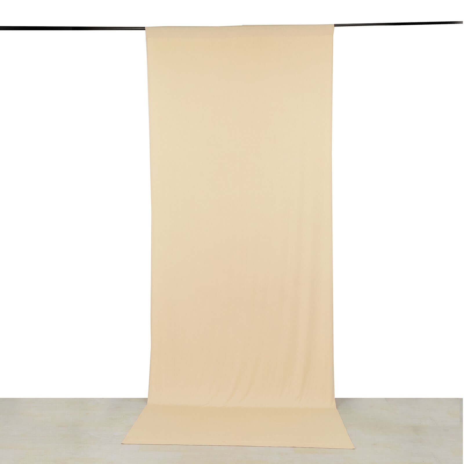 Beige 4-Way Stretch Spandex Event Curtain Drapes, Wrinkle Free Backdrop Event Panel with Rod Pockets - 5ftx12ft