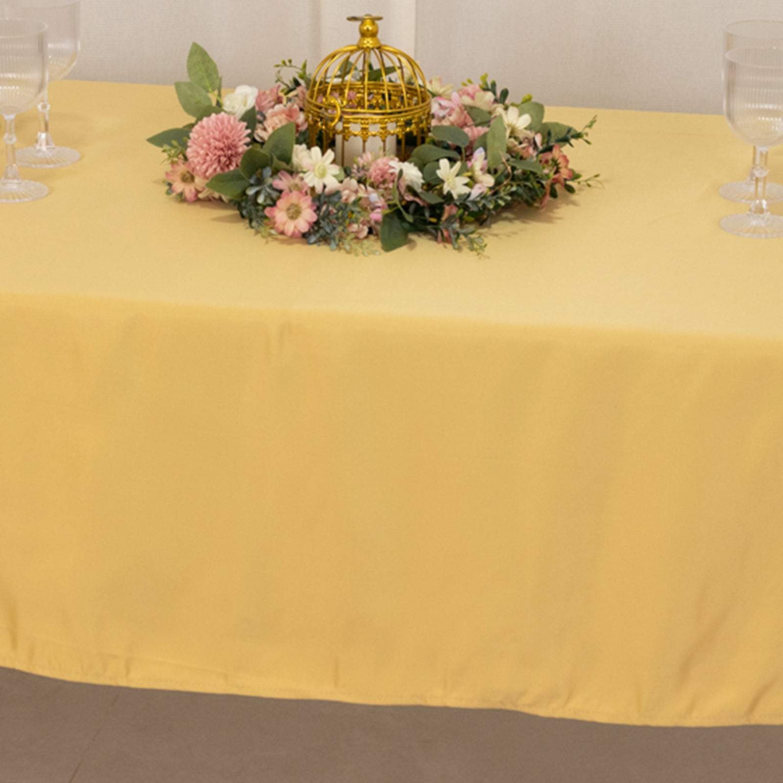 Lamour Satin 60x102 Rectangle Tablecloth Champagne - Durable & Silky Soft Feel Table Cover