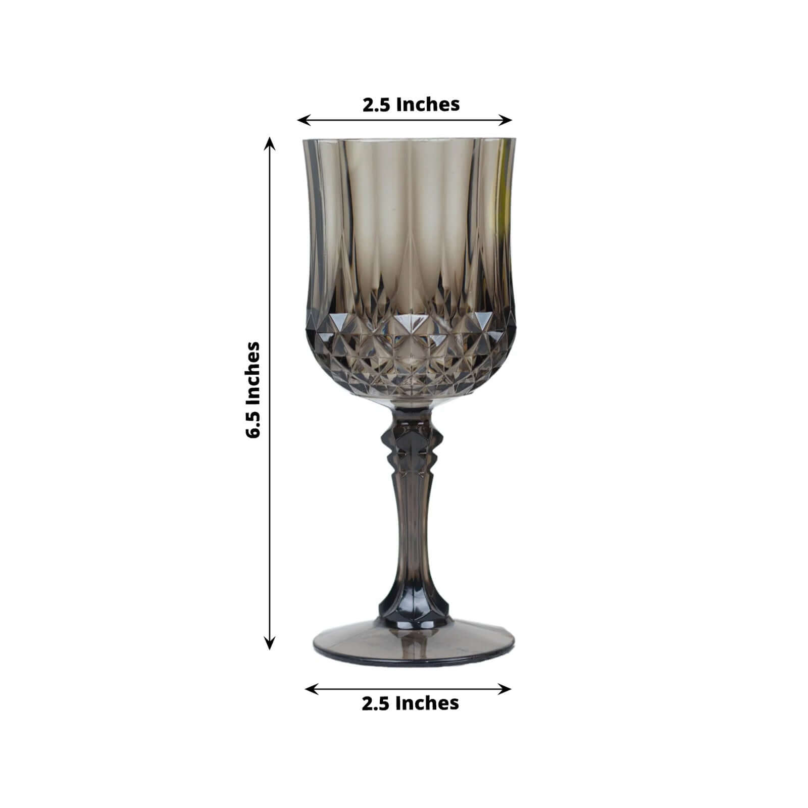 6-Pack Plastic Cocktail Goblets Black Transparent Crystal Cut - Shatterproof Drinkware 8oz