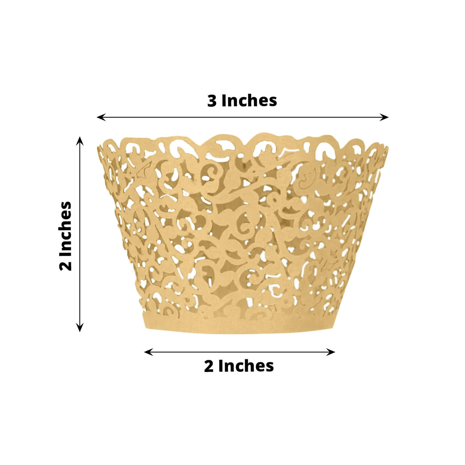 25-Pack Paper Cupcake Wrappers Lace Laser Cut Design Gold - Muffin Baking Cup Trays for Events