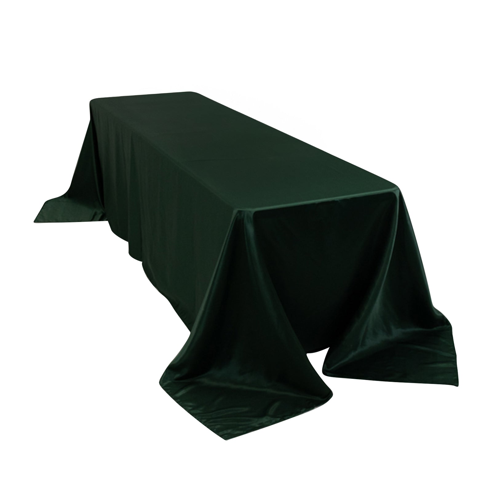 Lamour Satin 90x156 Rectangle Tablecloth Hunter Emerald - Luxurious, Soft Seamless Table Cover