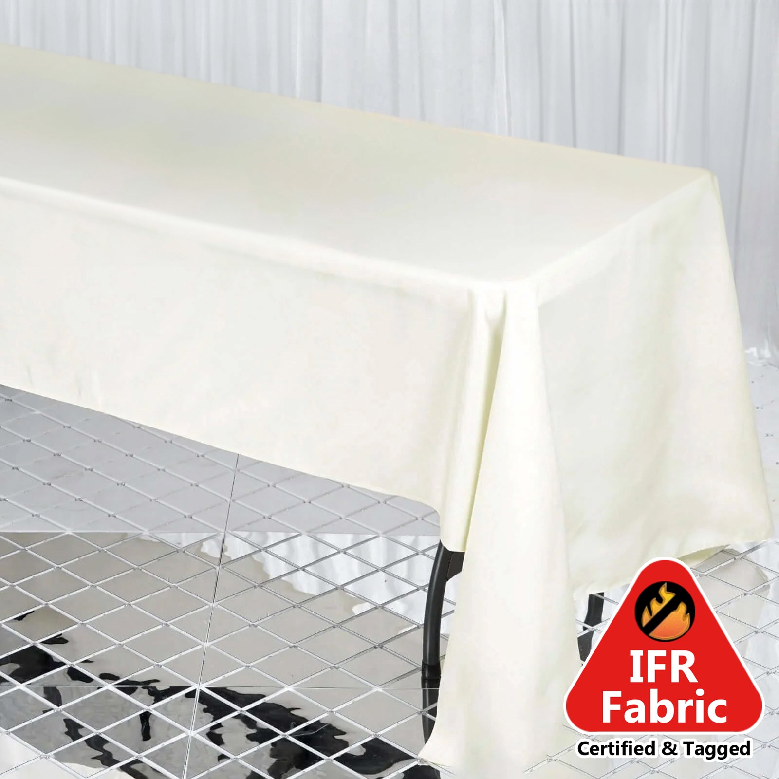 Fire Retardant Premium Polyester 60x126 Rectangular Tablecloth Ivory - High-Performance Table Cover