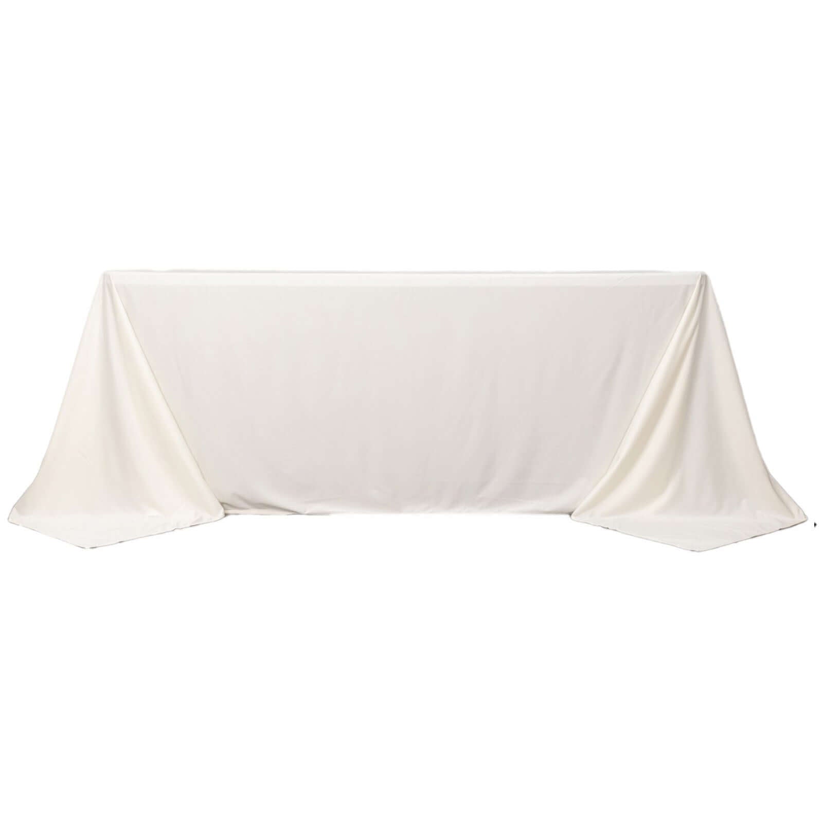 Premium Scuba Rectangular 90x132 Tablecloth Ivory - Wrinkle Free, Stain Resistant & Seamless Table Cover