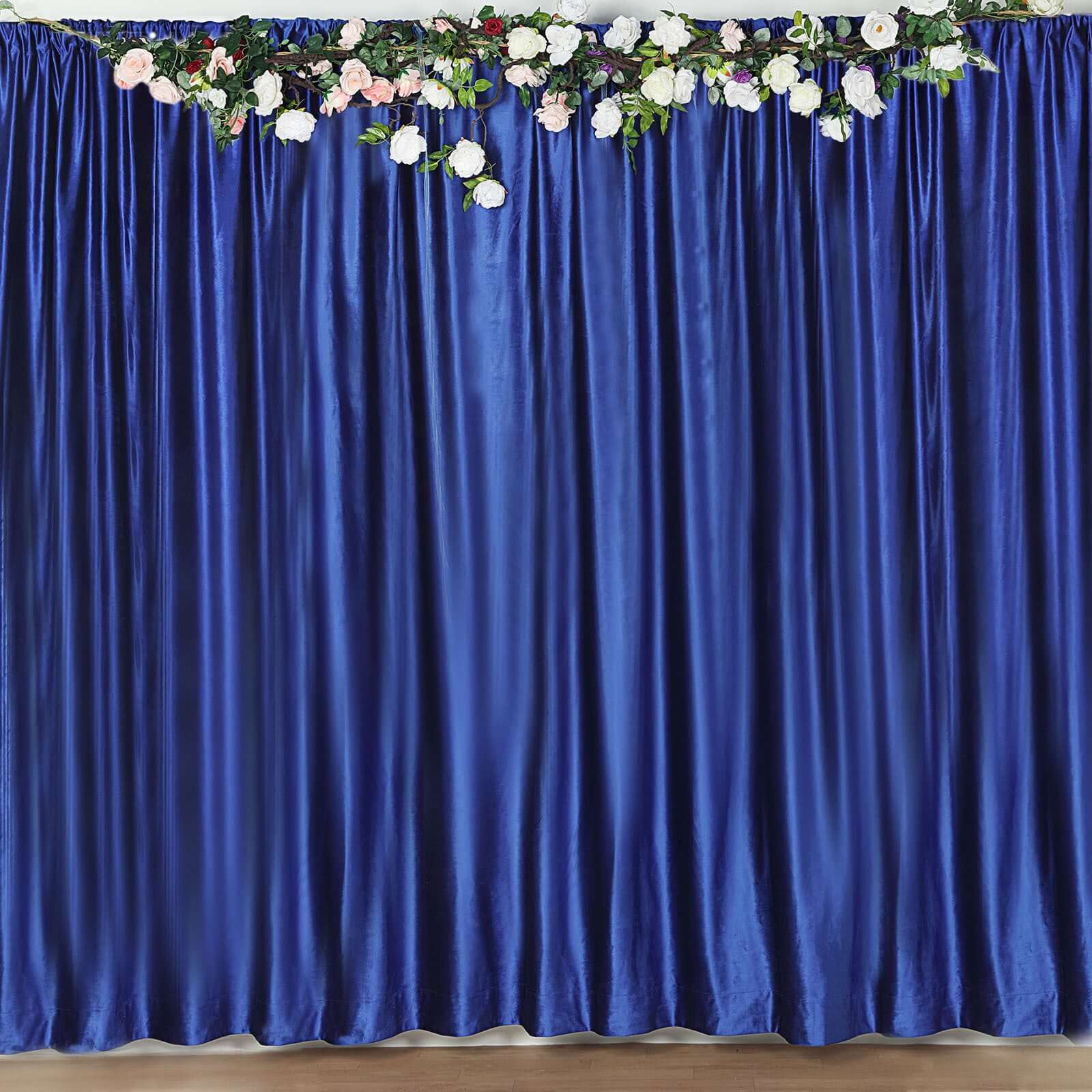 8ftx8ft Royal Blue Premium Smooth Velvet Event Curtain Drapes, Privacy Backdrop Event Panel with Rod Pocket