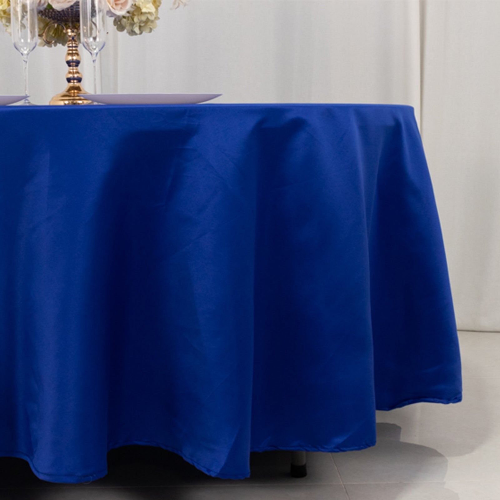 Lamour Satin 108 Round Tablecloth Royal Blue - Durable & Silk-Like Table Cover