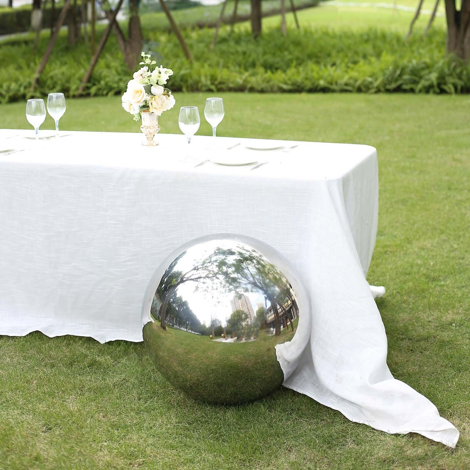 Gazing Globe Mirror Ball Reflective Hollow Stainless Steel Silver Sphere - Decorative Garden Accent Piece 20