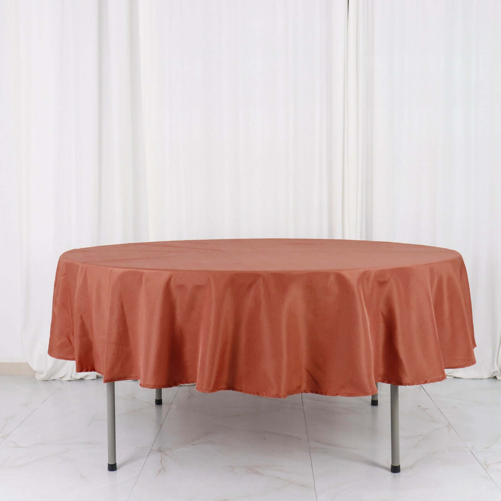 Polyester 90 Round Tablecloth Terracotta (Rust) - Stain & Wrinkle-Resistant Table Cover