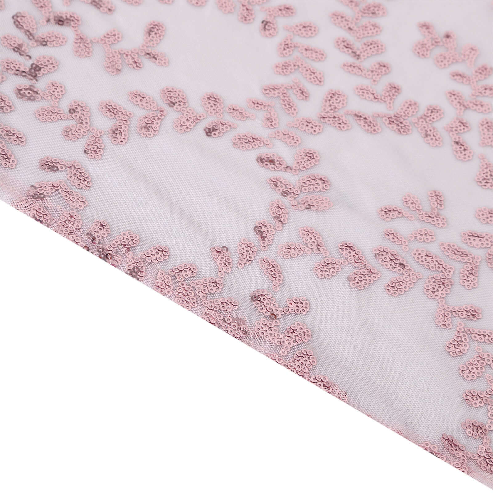 Tulle 90x156 Rectangle Tablecloth Rose Gold - Sequin Leaf Embroidered Table Cover