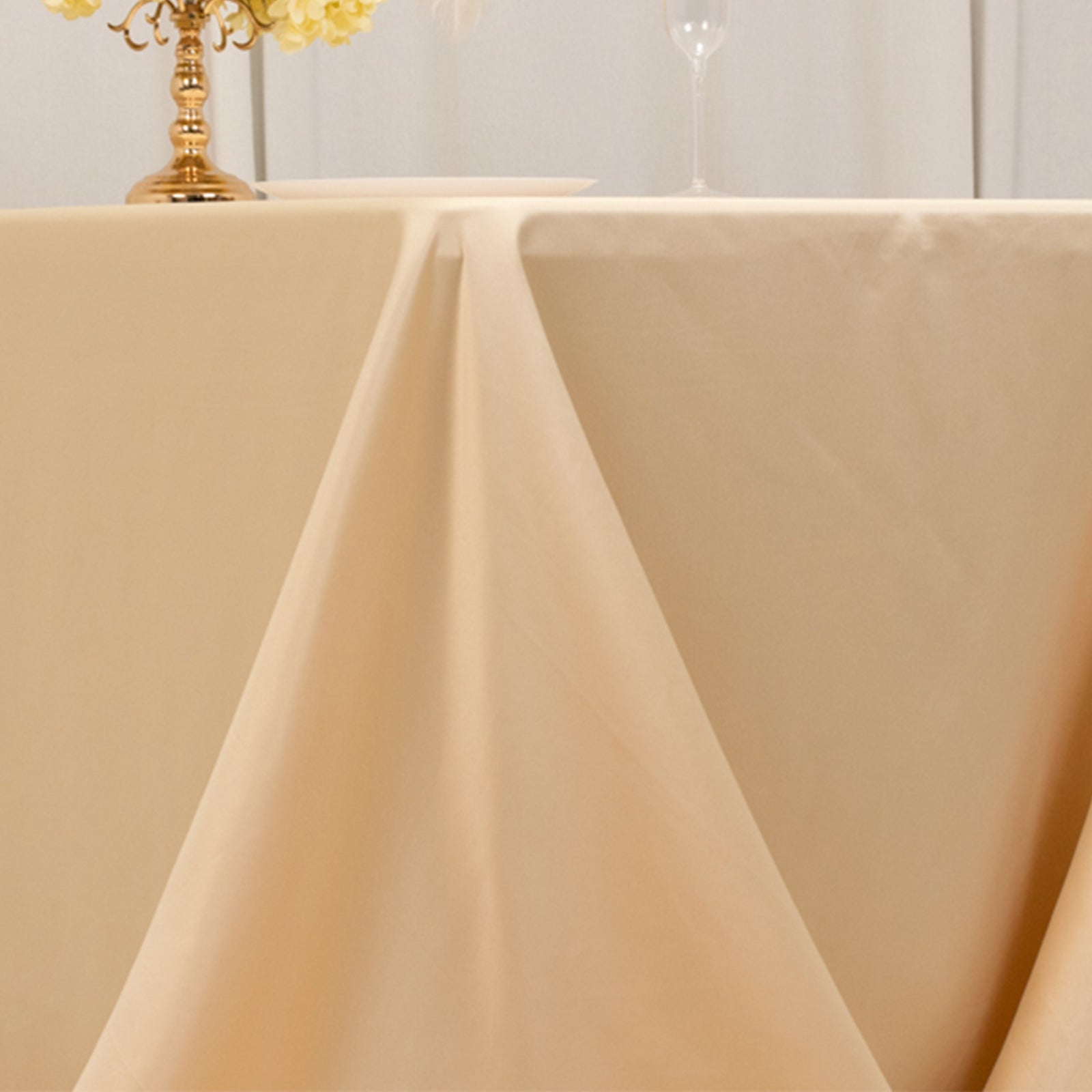 Lamour Satin 90x132 Rectangle Tablecloth Beige - Soft & Silk-Like Seamless Table Cover