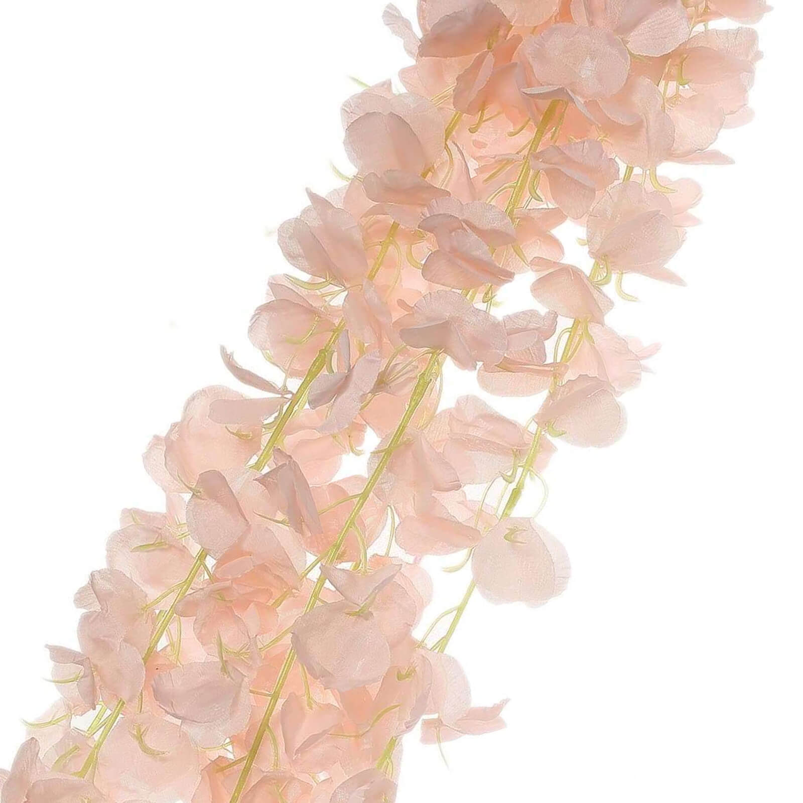 42 Silk Hanging Wisteria Flower Garland Vines in Blush, Elaborated 5 Full Strands in 1 Bush