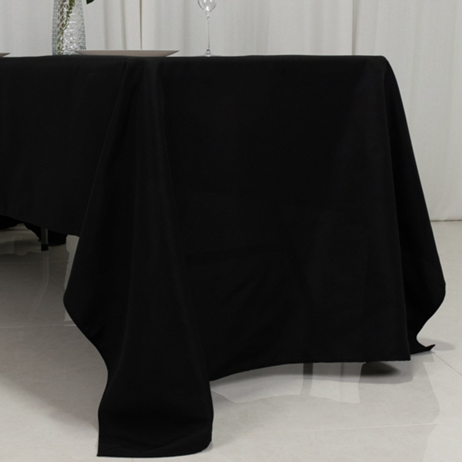 Fire Retardant Premium Polyester 60x126 Rectangular Tablecloth Black - High-Performance Table Cover