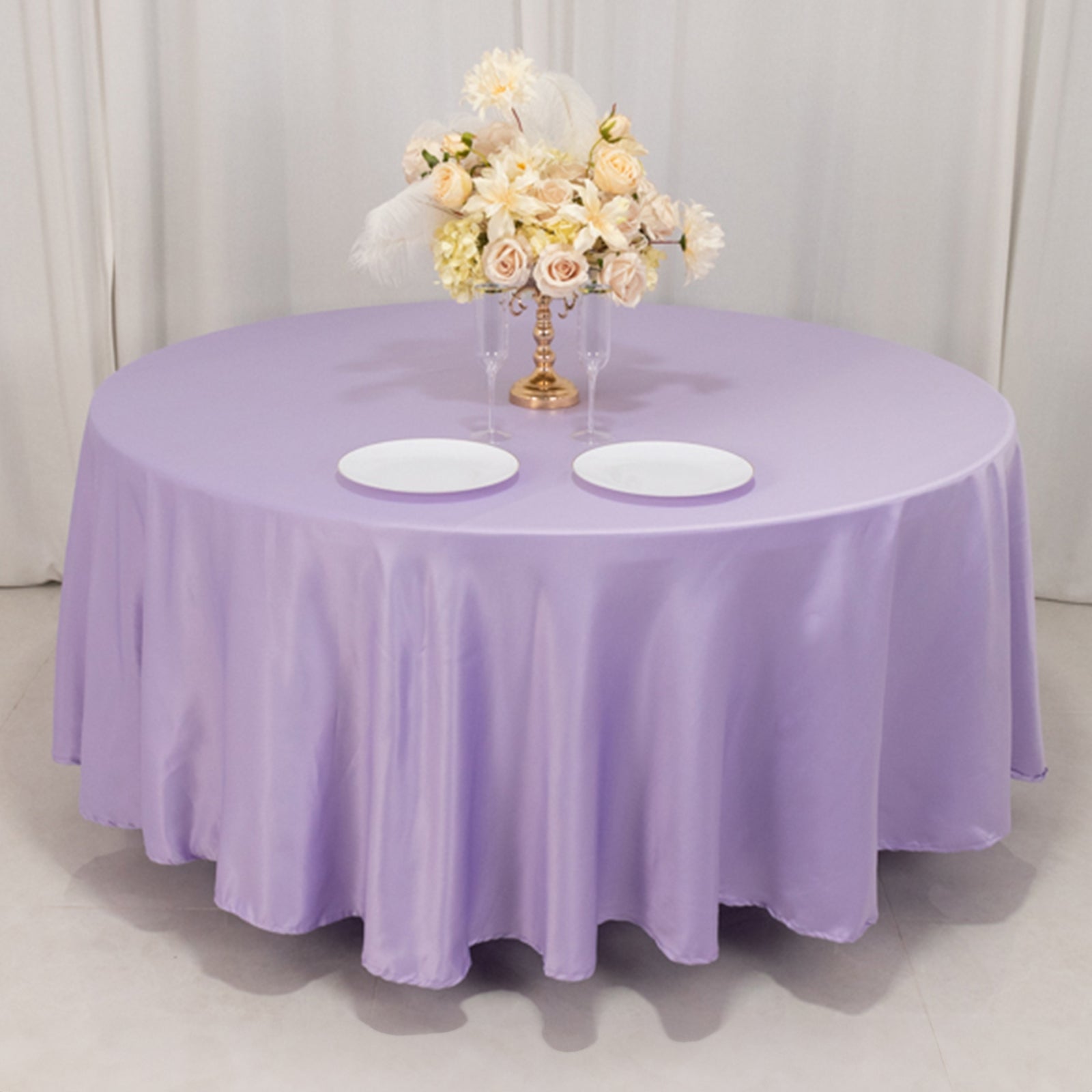 Lamour Satin 108 Round Tablecloth Lavender Lilac - Durable & Silk-Like Table Cover