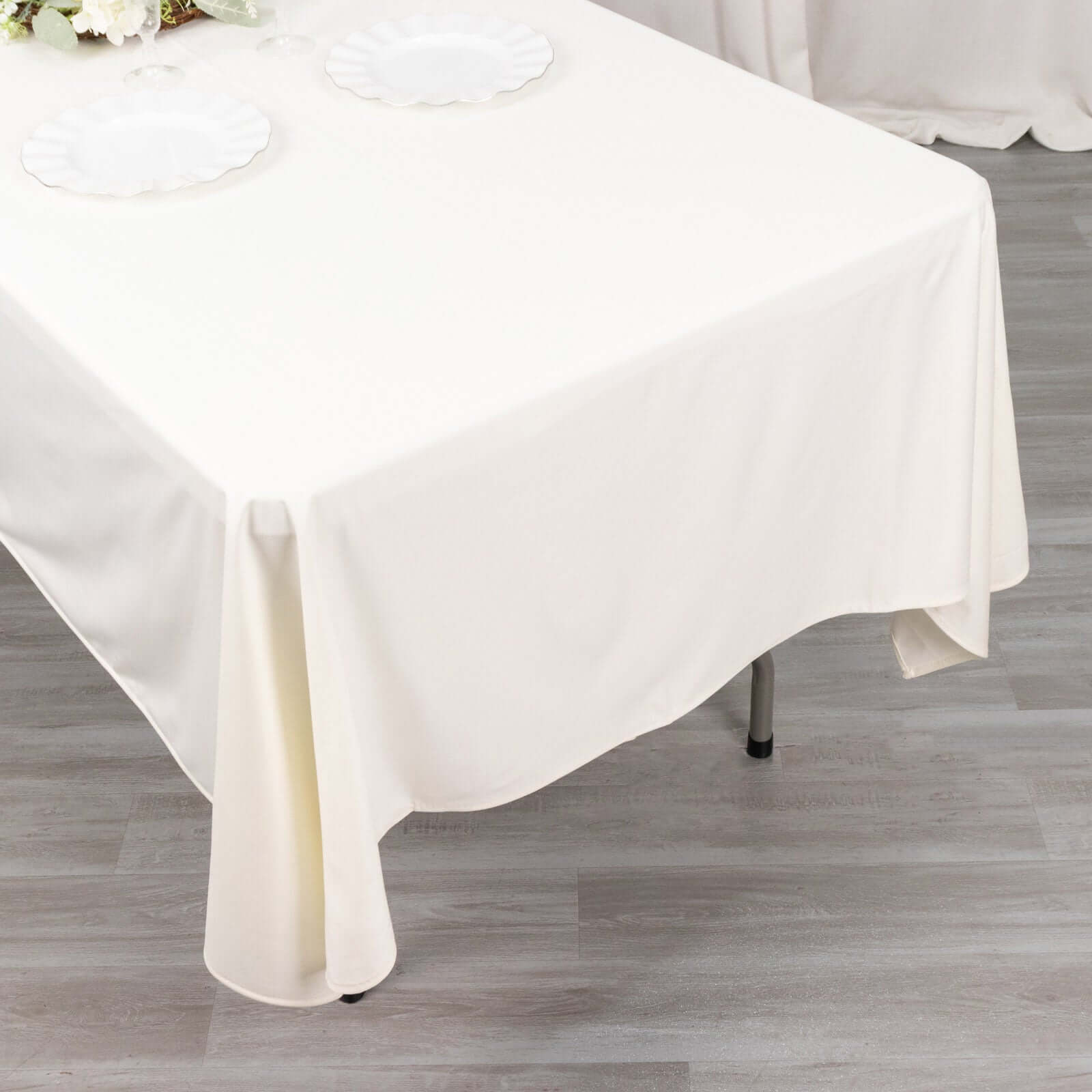 Premium Scuba Rectangular 60x102 Tablecloth Ivory - Wrinkle Free & Stain Resistant Table Cover