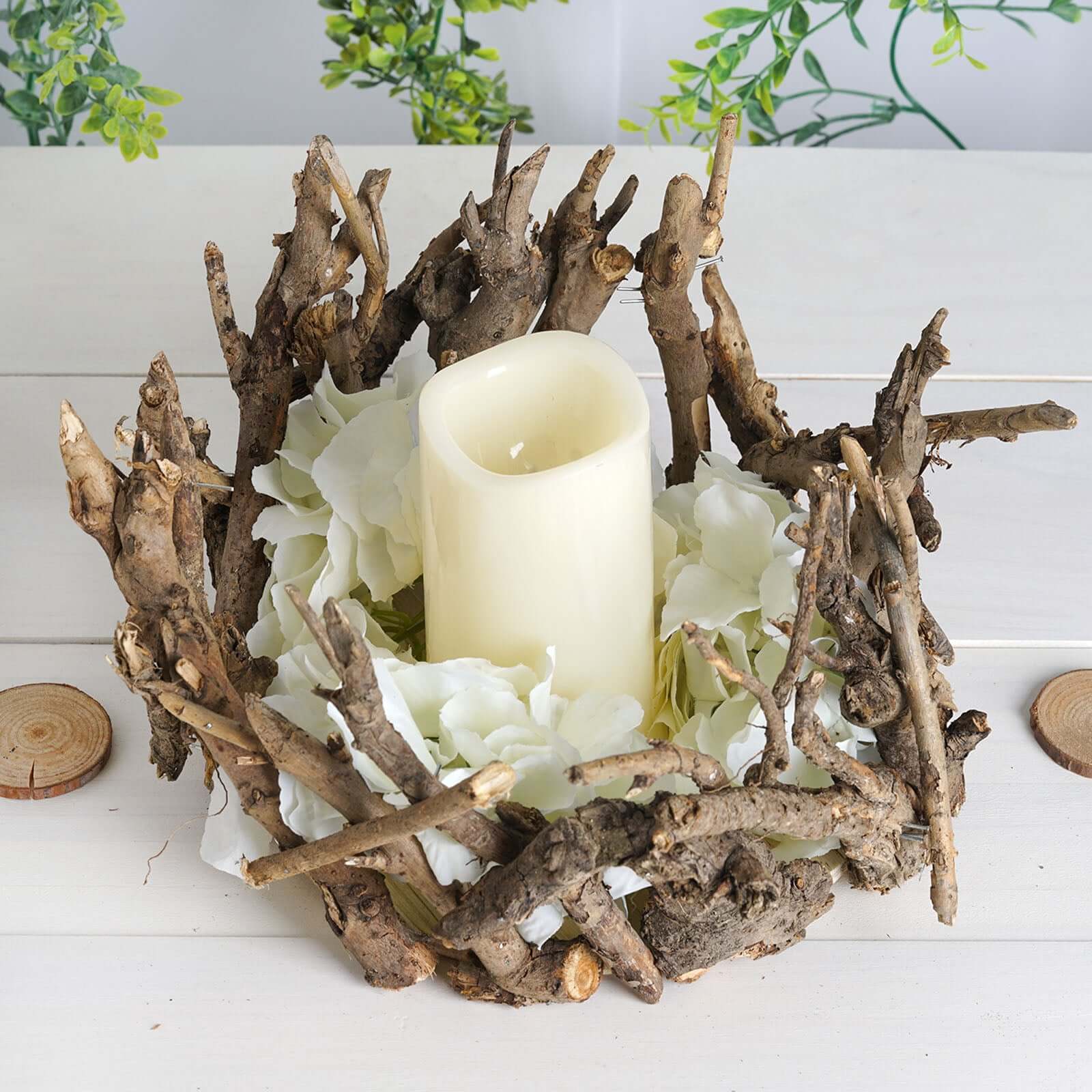 Natural Wooden Candle Holder Centerpiece - Rustic Mini Flower Vase for Events & Tables 6