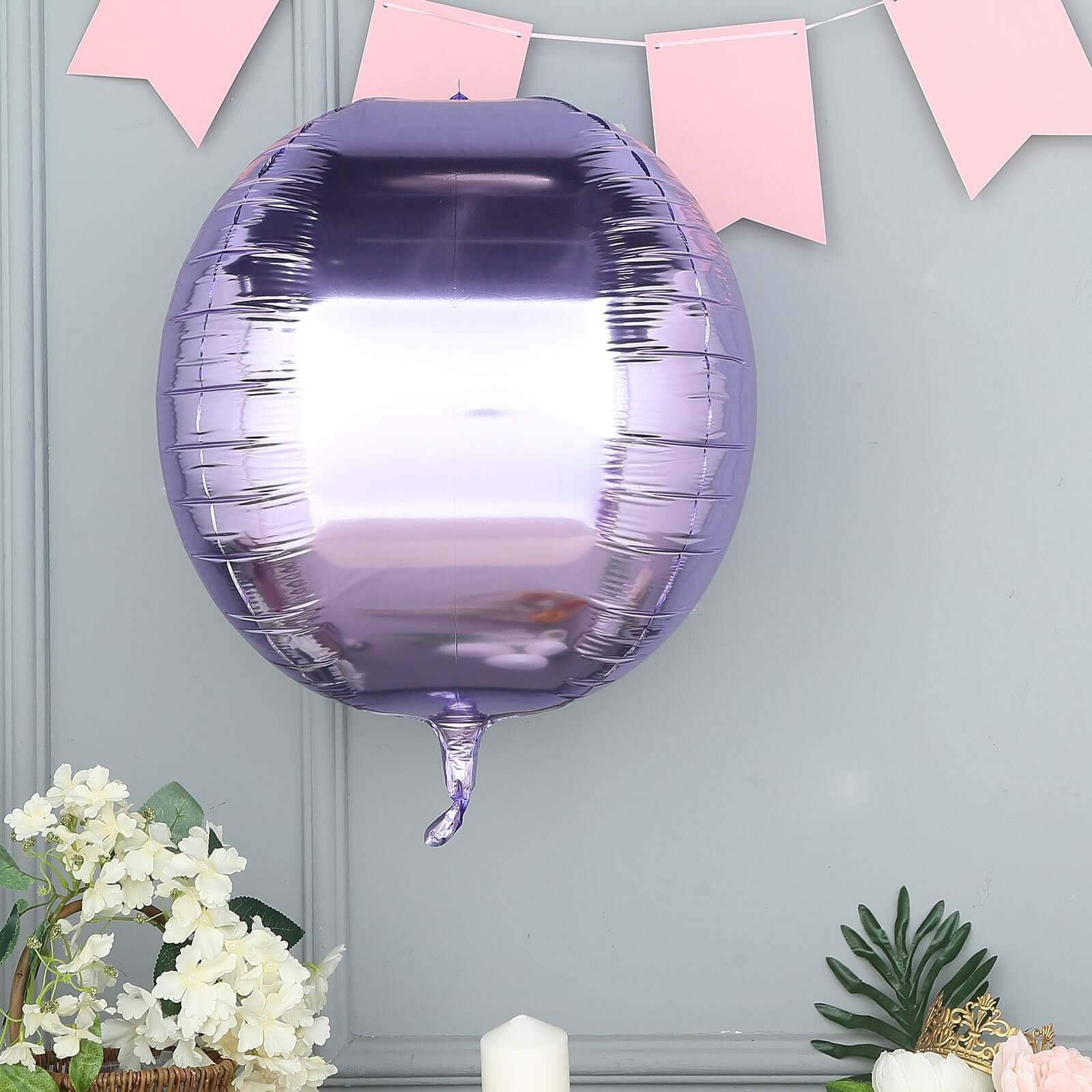 2 Pack 18 4D Lavender Lilac Sphere Mylar Foil Helium or Air Balloons