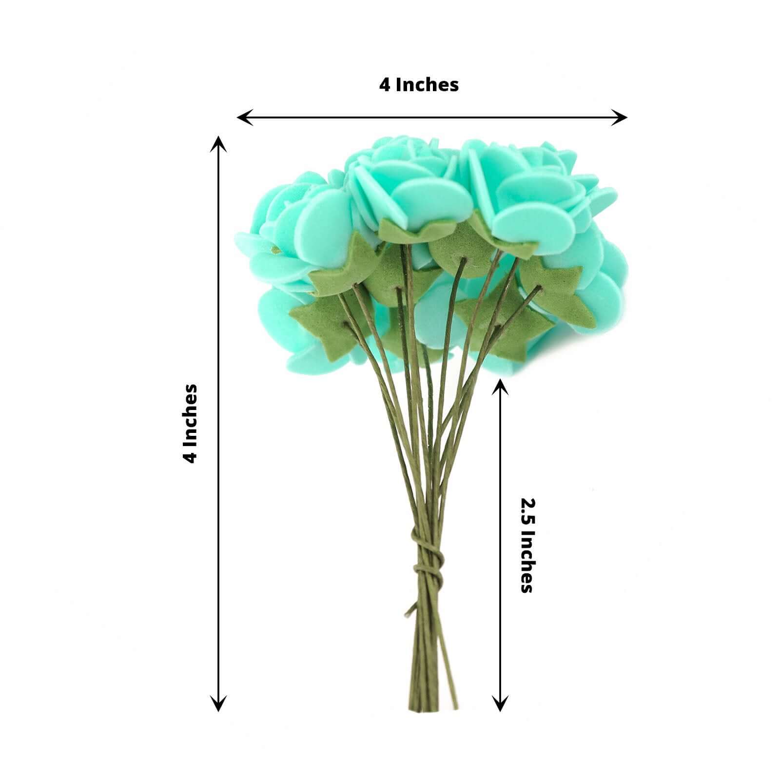 48 Roses 1 Turquoise Real Touch Artificial DIY Foam Rose Flowers With Stem, Craft Rose Buds